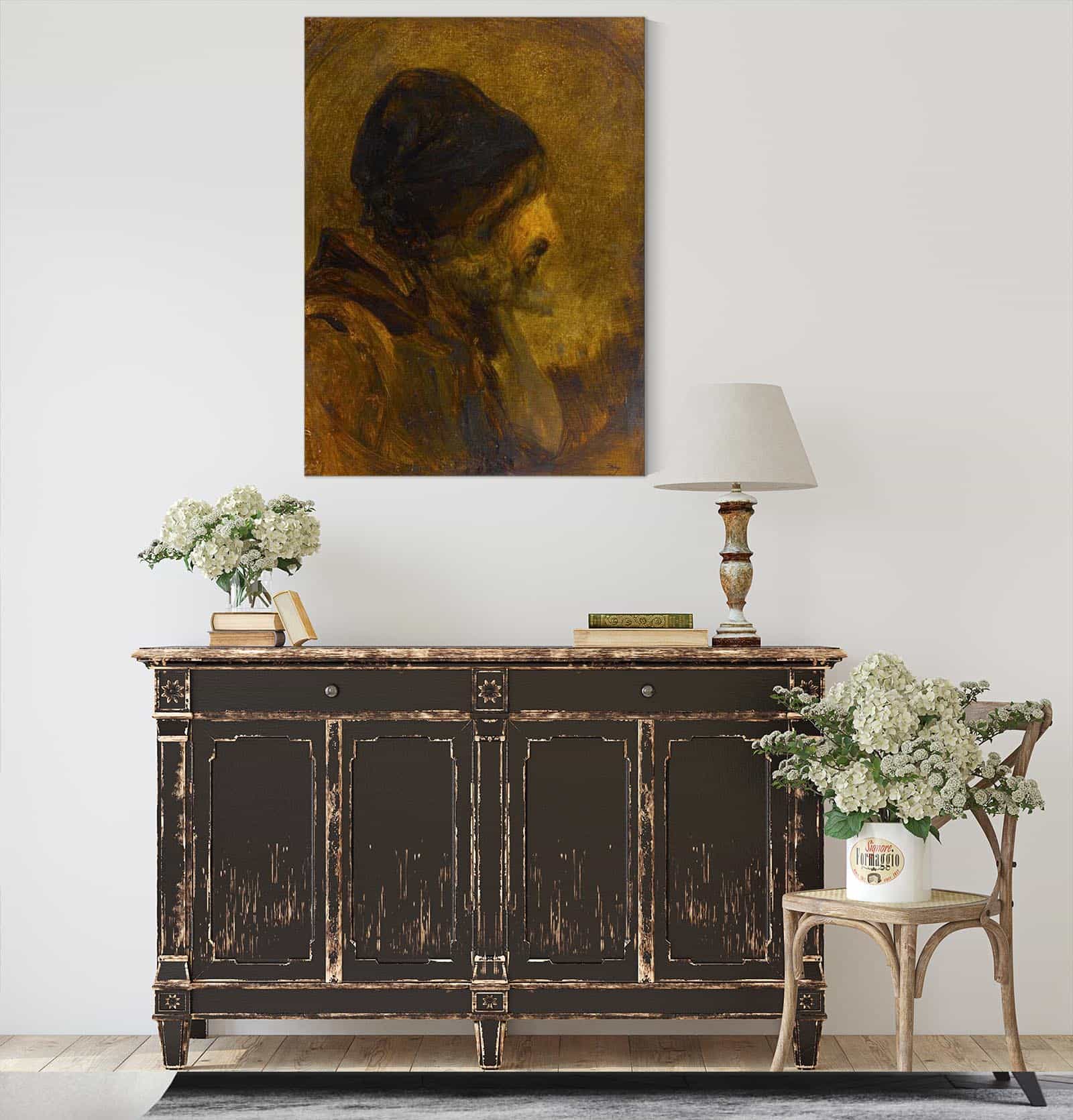 Tete Dhomme Dapres Rembrandt by Felix Ziem - Image 4
