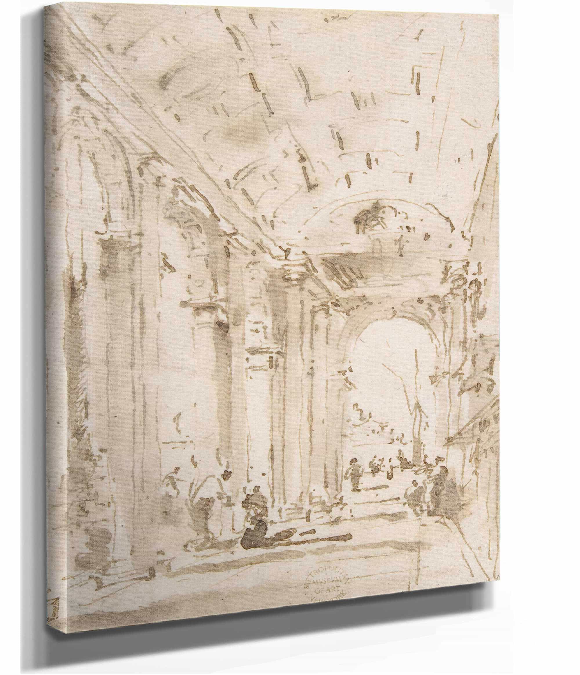 The Arcade Of The Libreria Looking Toward San Giorgio Maggiore by Francesco Guardi - Image 2