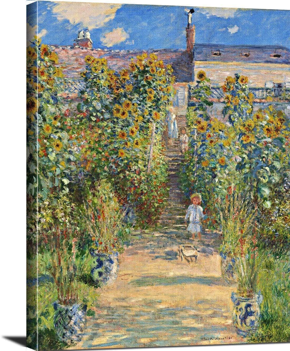 The Artist's Garden At Vetheuil Painting Claude Monet Canvas Art - Image 3