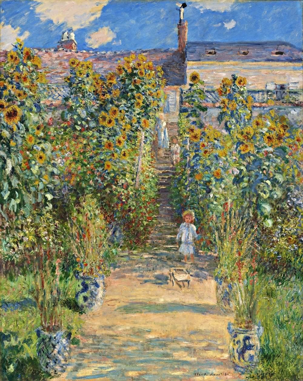 The Artist's Garden At Vetheuil Painting Claude Monet Canvas Art - Image 5