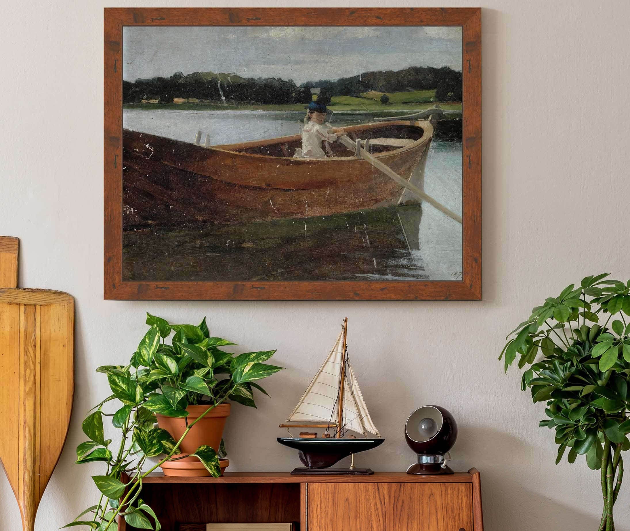 The Artists Sister Berta In A Rowing Boat Study by Albert Edelfelt - Image 3