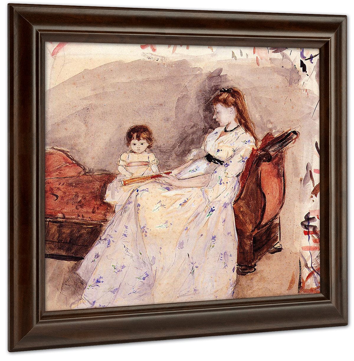 The Artists Sister Edma With Her Daughter Jeanne 1872 Watercolor National Gallery Of Art Washinton By Berthe Morisot - Image 4