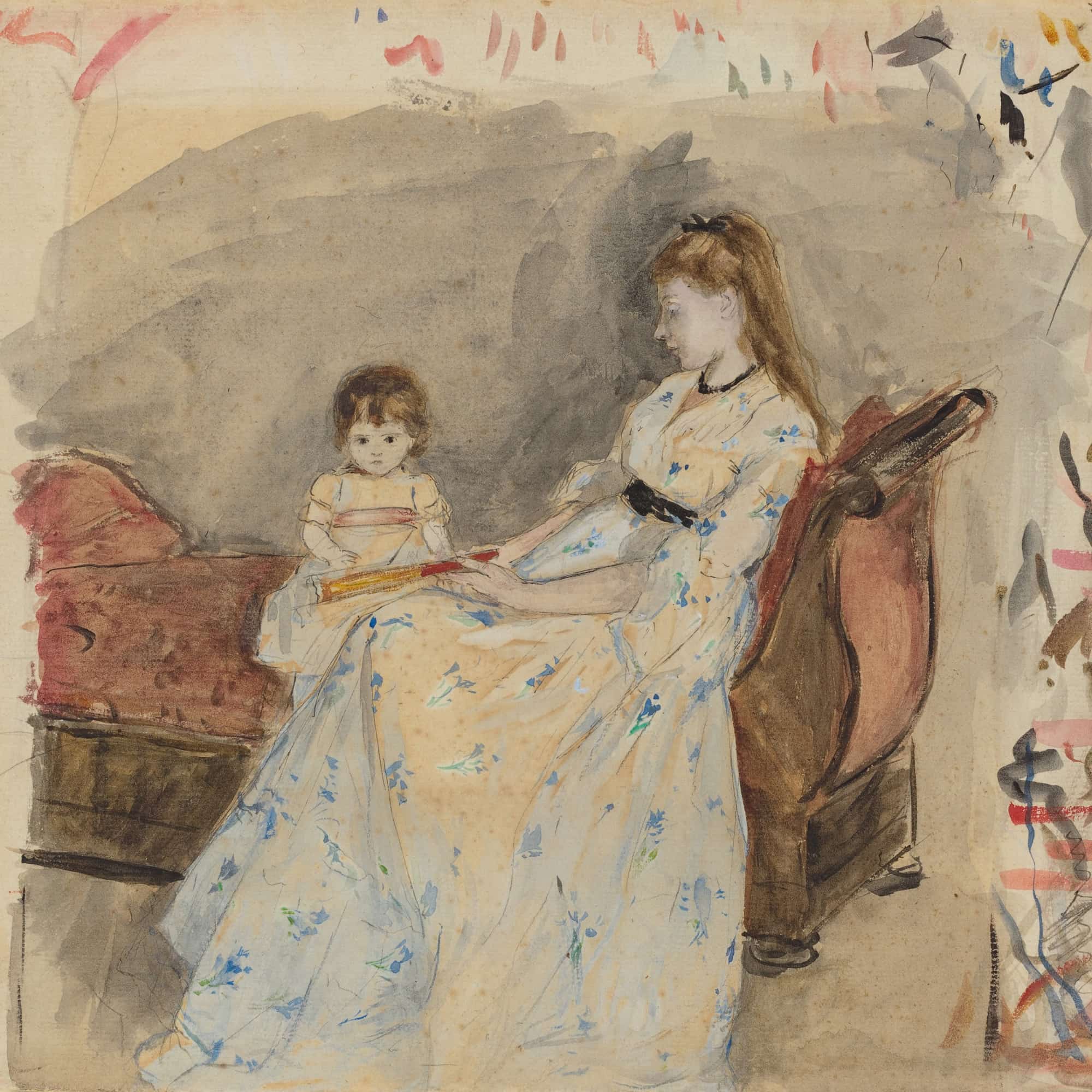 The Artists Sisteredma With Her Daughter Jeanne by Berthe Morisot - Image 4