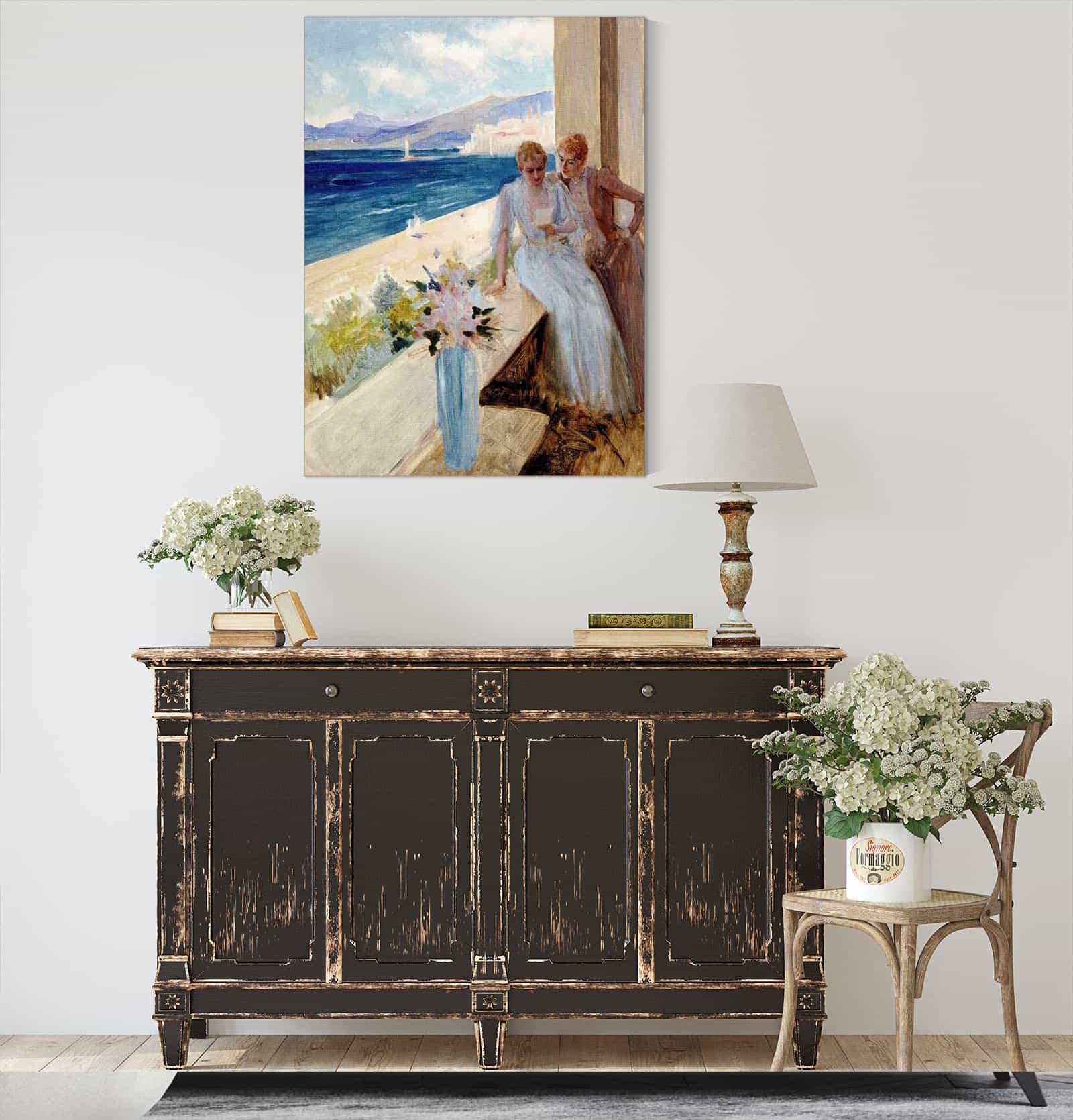 The Artists Wife And Emilie Von Etter On The Balcony In Cannes by Albert Edelfelt - Image 4