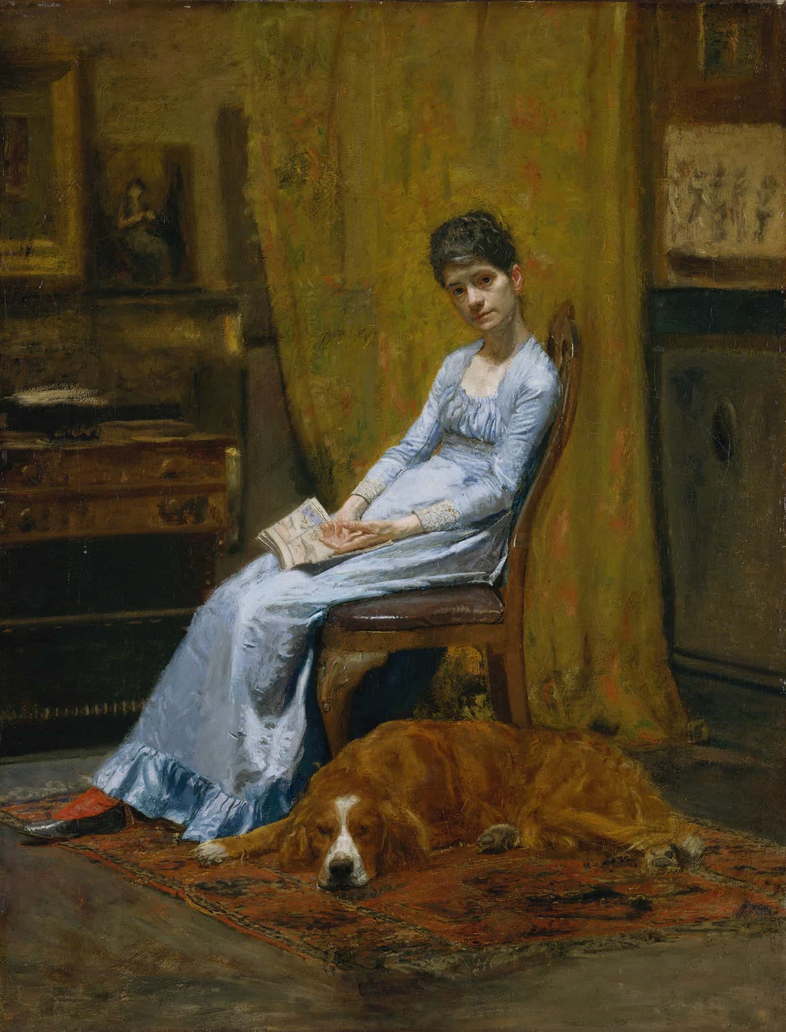 The Artists Wife And His Setter Dog by Thomas Eakins
