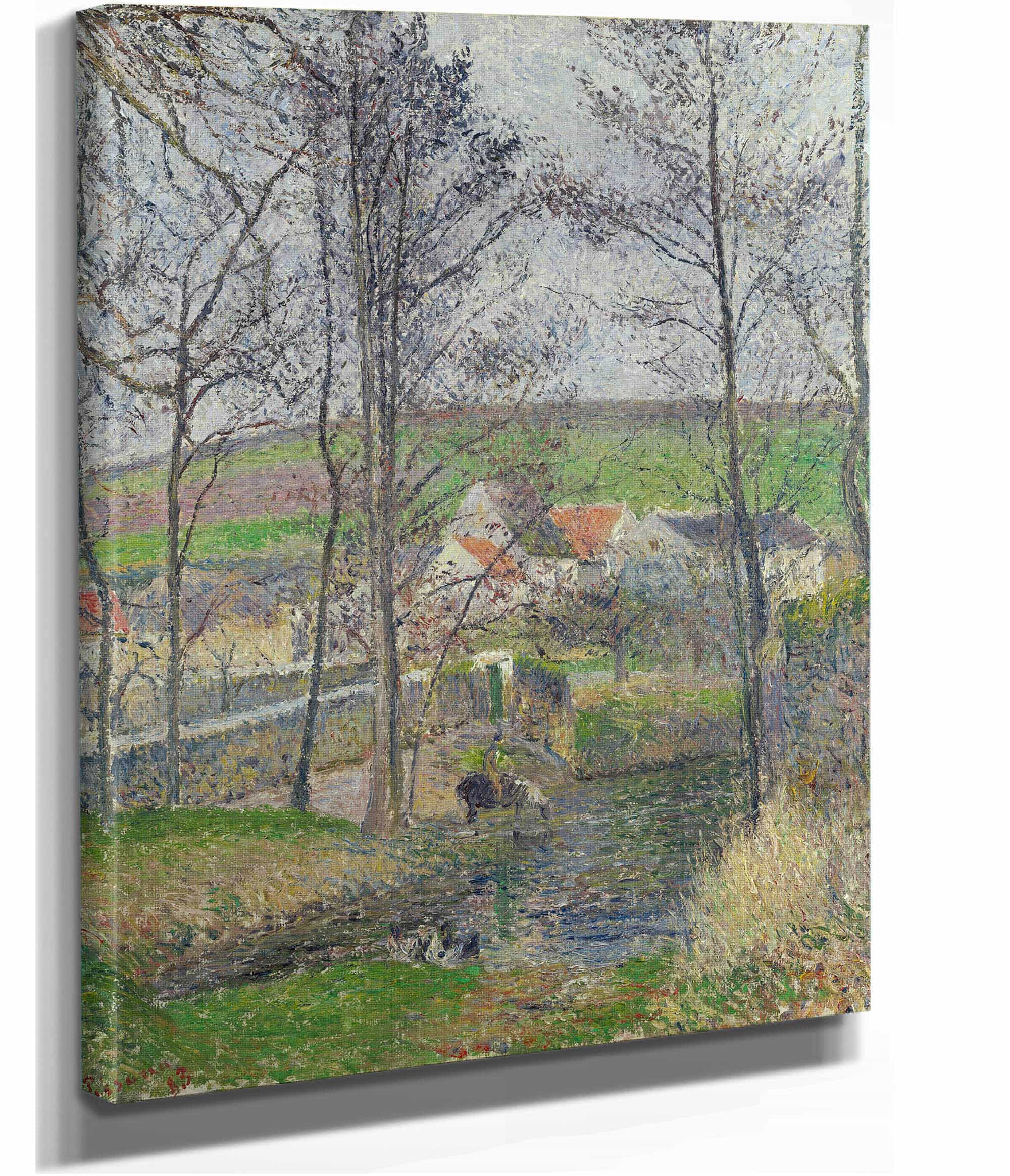 The Banks Of The Viosne At Osny In Grey Weather Winter by Camille Pissarro - Image 2