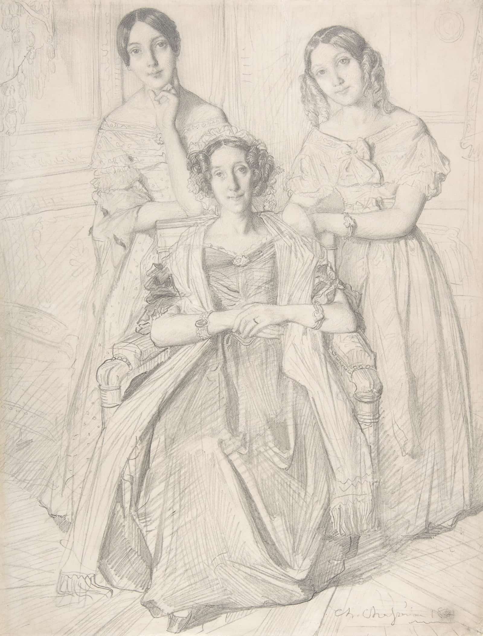The Baroness Duperre And Her Daughters by Theodore Chasseriau