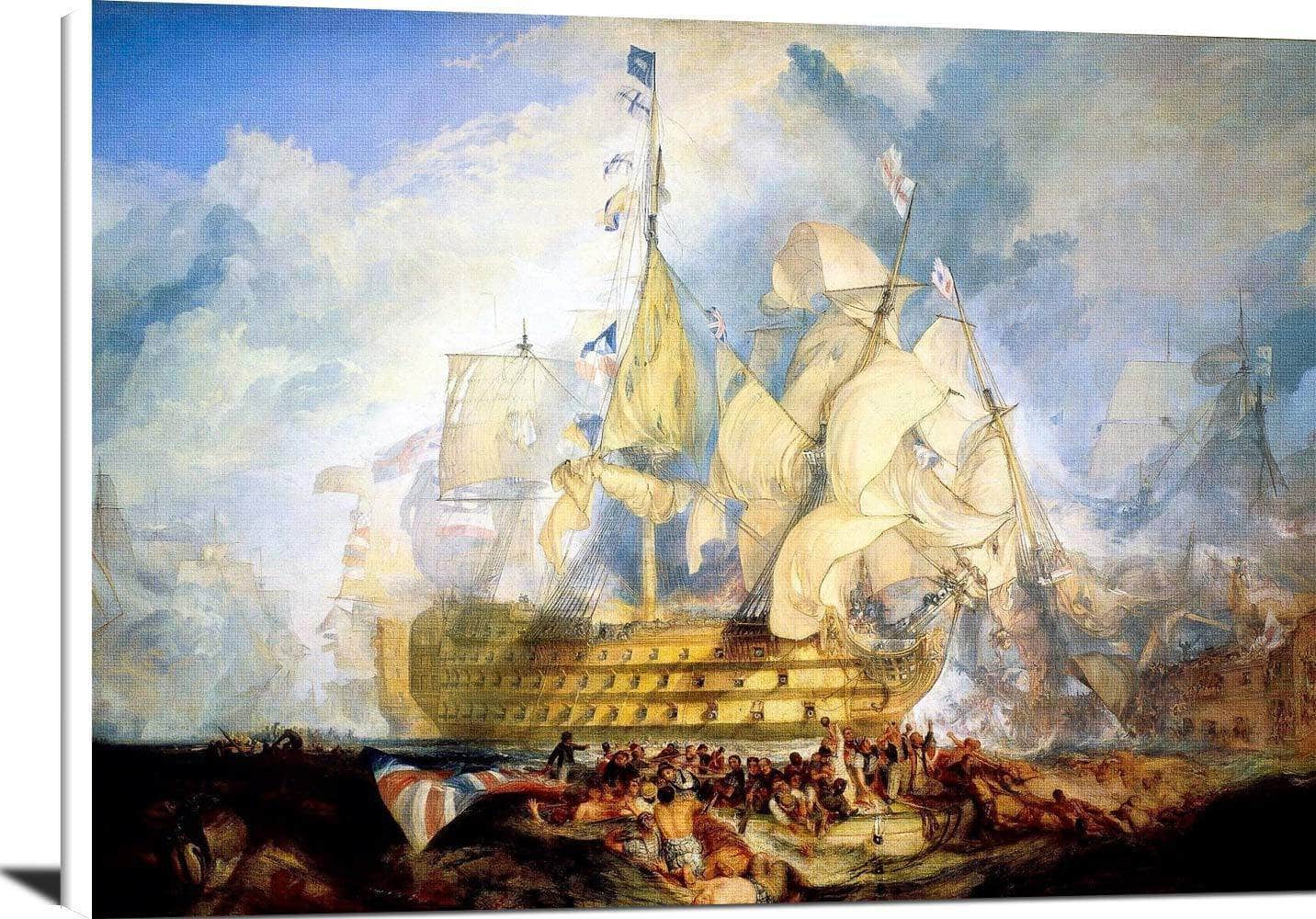 The Battle Of Trafalgar Painting As Depicted Joseph Turner Canvas Art