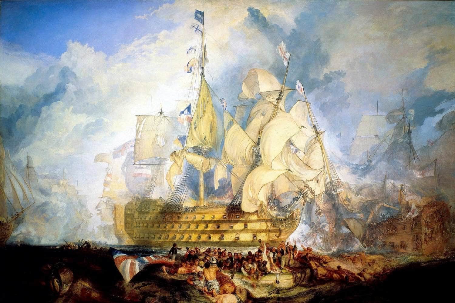 The Battle Of Trafalgar Painting As Depicted Joseph Turner Canvas Art - Image 5