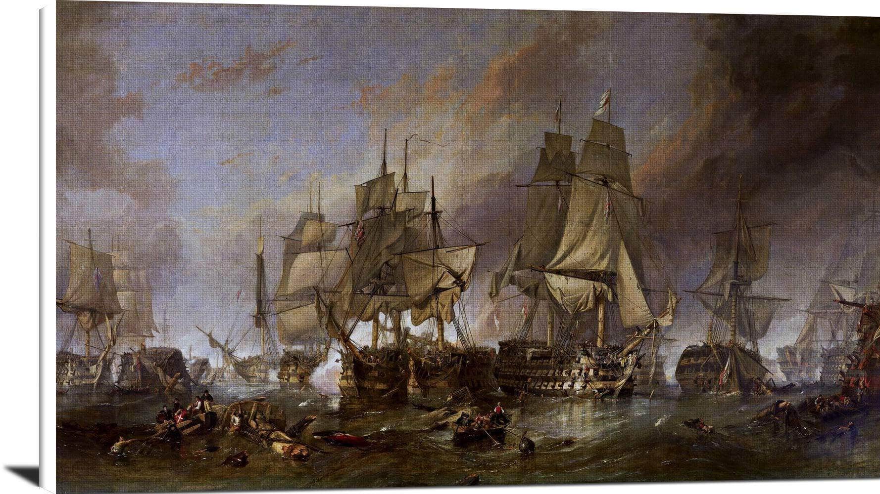 The Battle Of Trafalgar Painting William Clarkson Stanfield Canvas Art