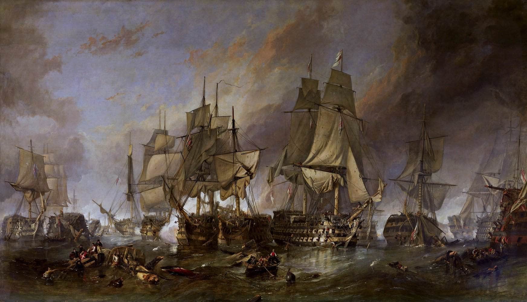 The Battle Of Trafalgar Painting William Clarkson Stanfield Canvas Art - Image 5