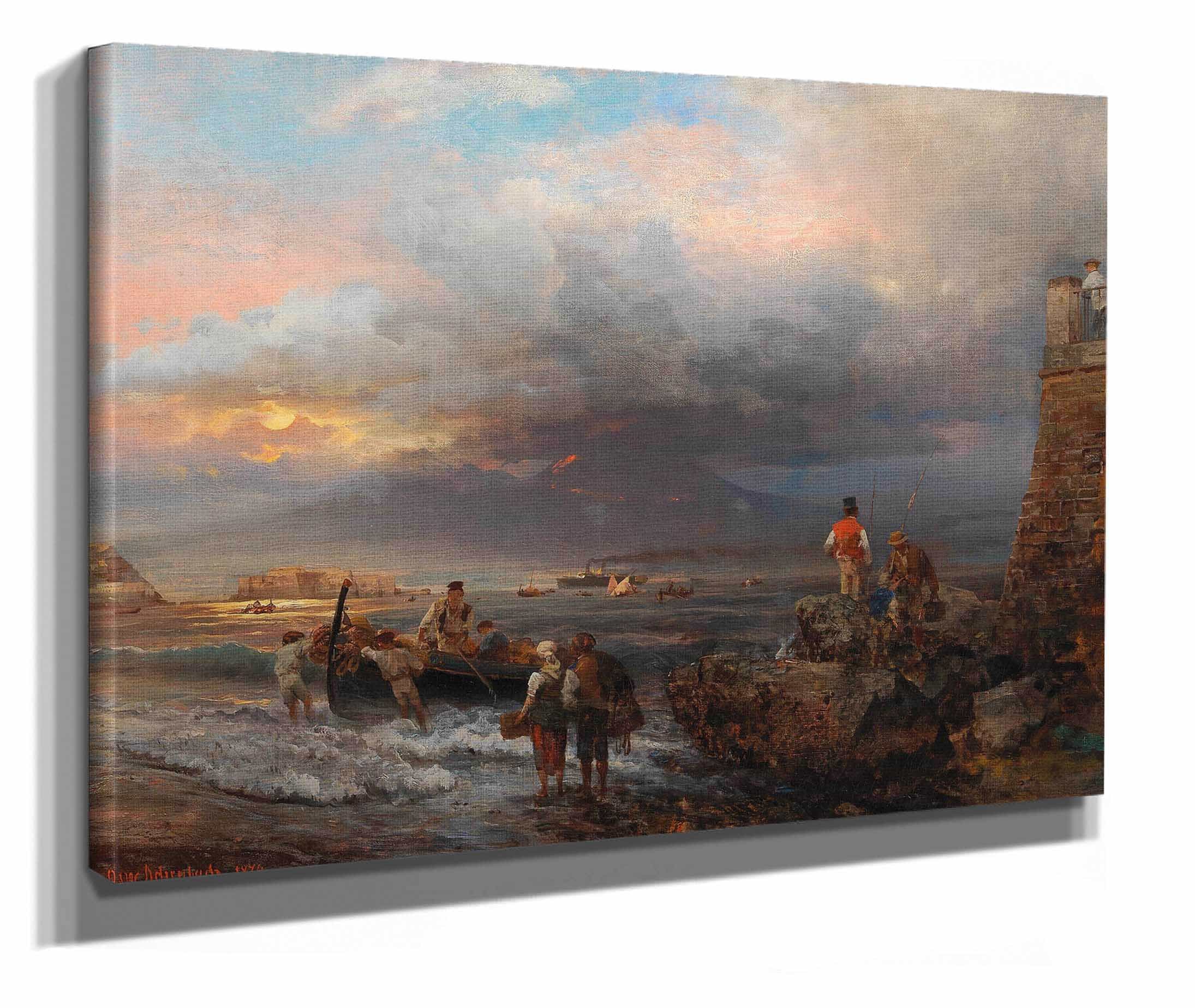 The Bay Of Naples With Vesuvius In The Background by Oswald Achenbach - Image 2