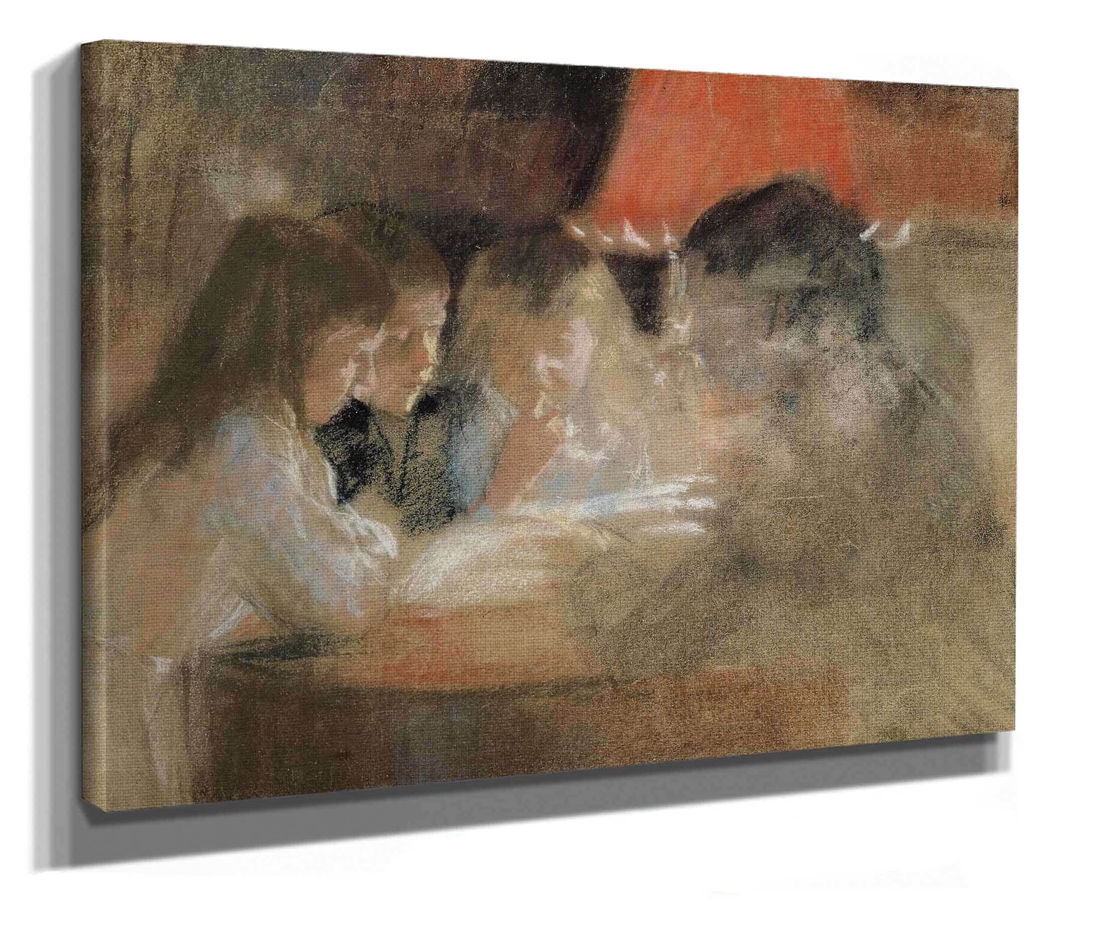 The Brandt Family Children By The Lamp by Albert Edelfelt - Image 2
