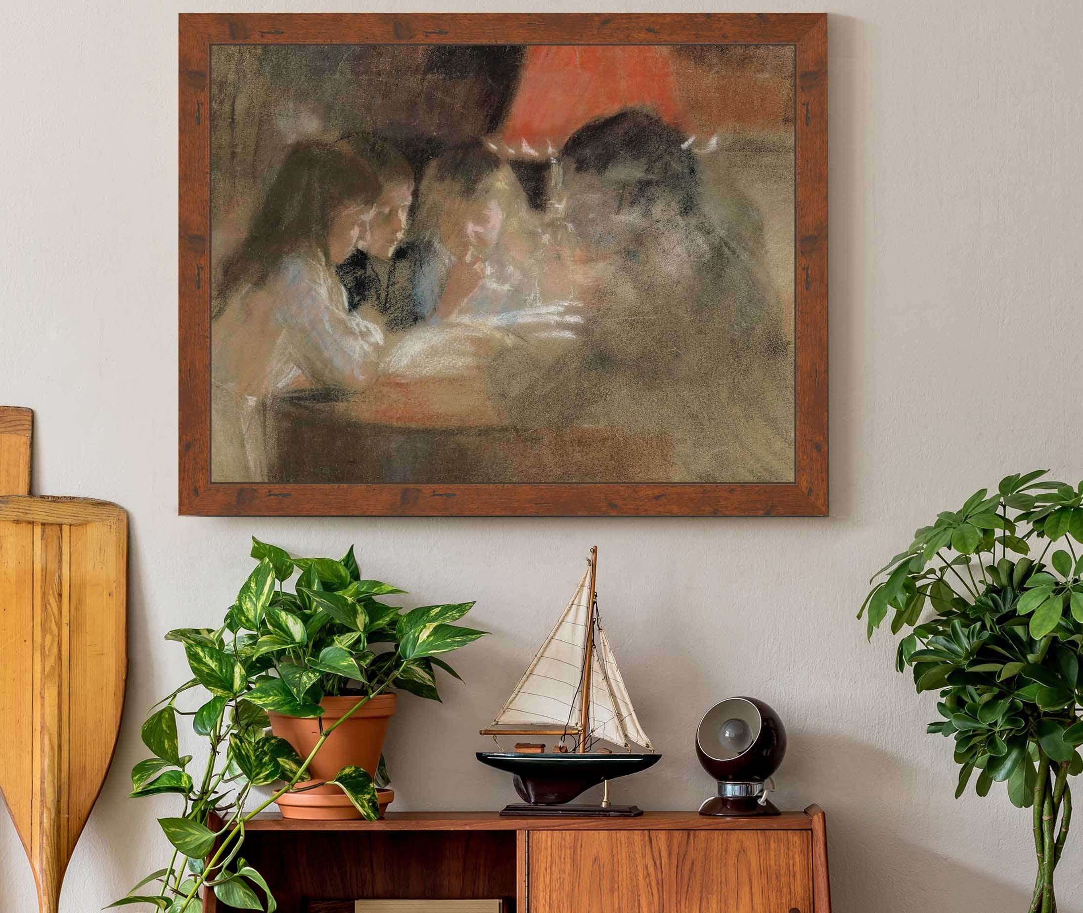 The Brandt Family Children By The Lamp by Albert Edelfelt - Image 3