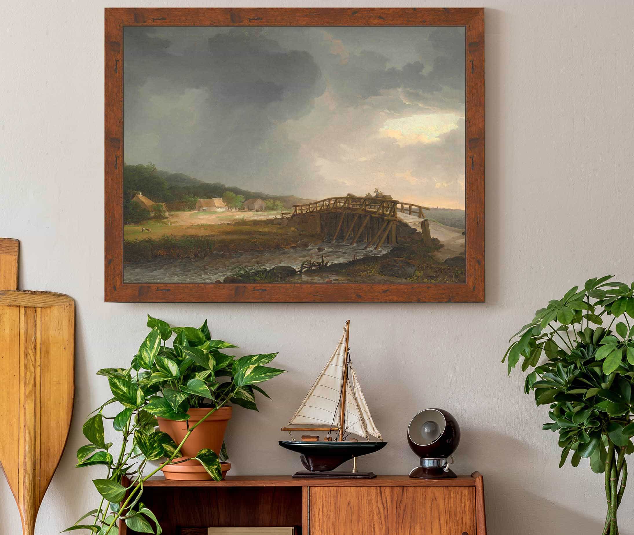 The Bridge Across Tryggevaelde River With A View Of Koge Zealand by Johan Christian Dahl - Image 3
