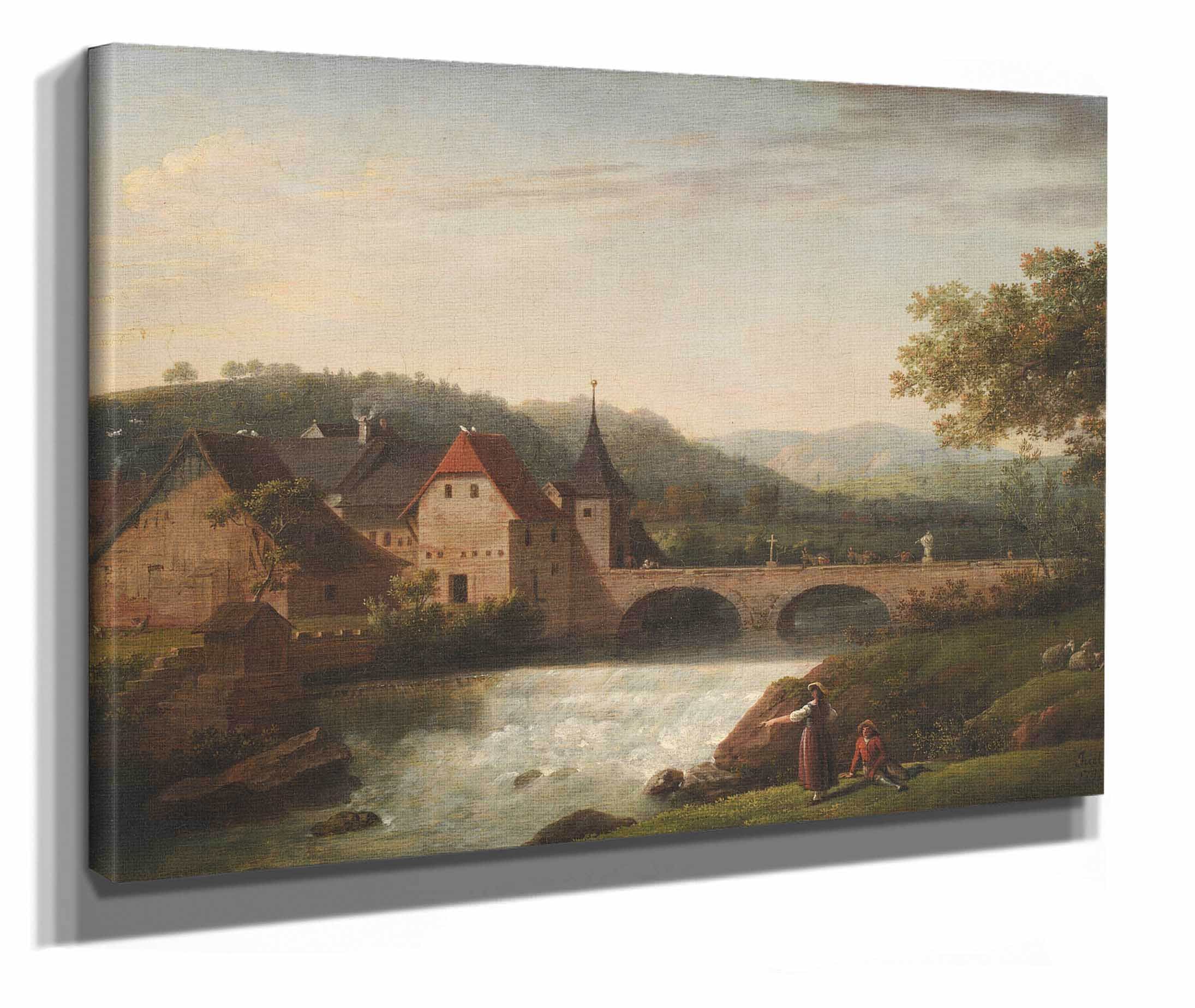 The Bridge And The Waterfall At Dornach Switzerland by Jens Juel - Image 2