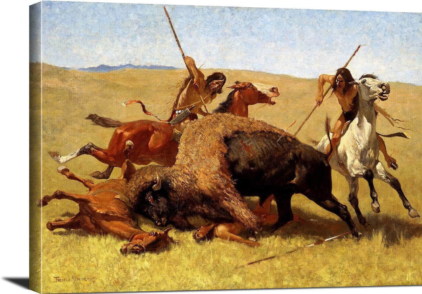 The Buffalo Hunt Painting Frederic Remington Canvas Art - Image 3