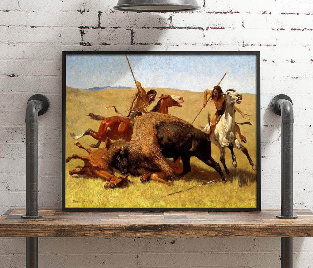 The Buffalo Hunt Painting Frederic Remington Canvas Art - Image 4