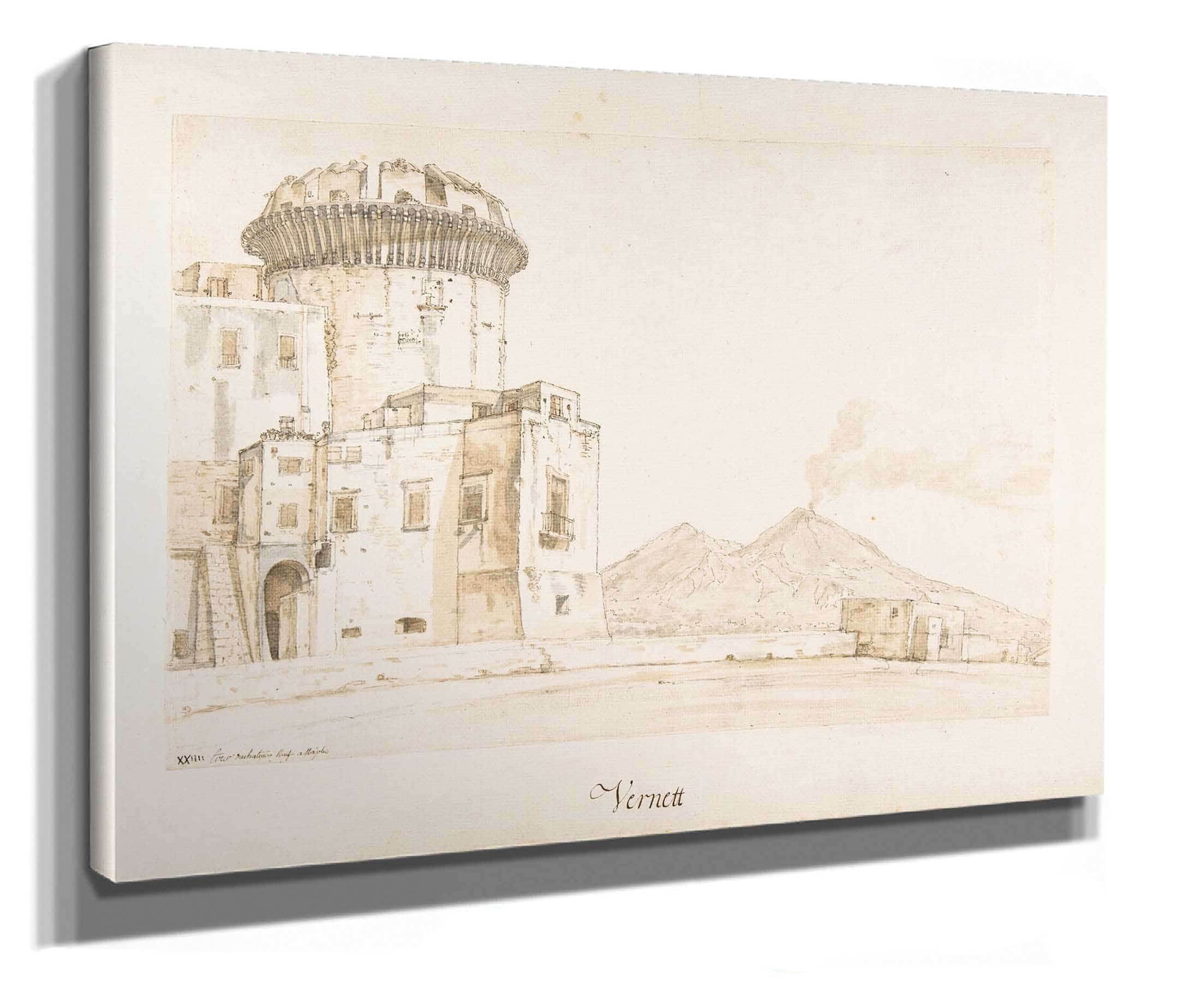 The Castel Nuovo In Naples With A View Of Mount Vesuvius by Claude Joseph Vernet