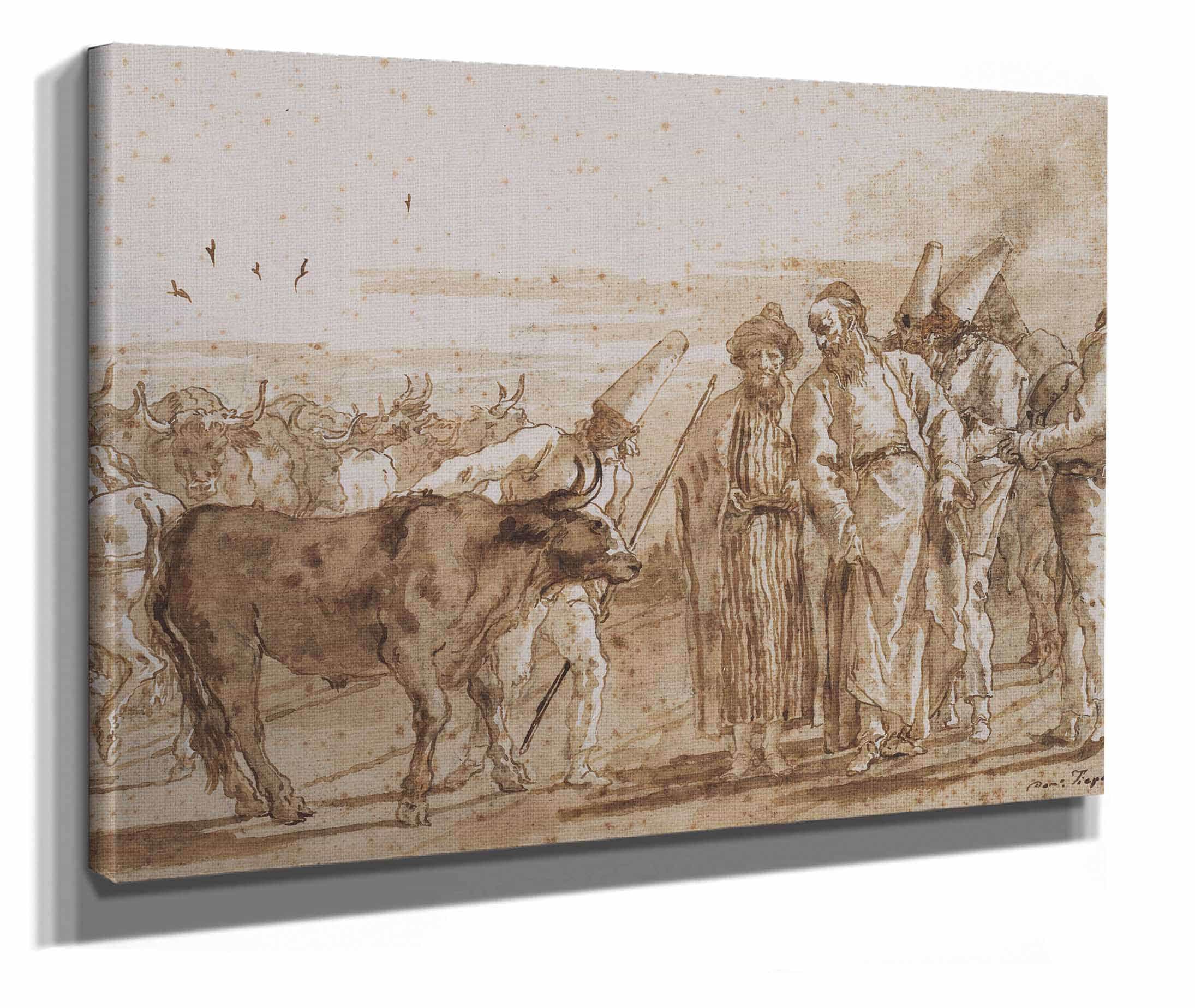 The Cattle Vendor S by Giovanni Domenico Tiepolo - Image 2