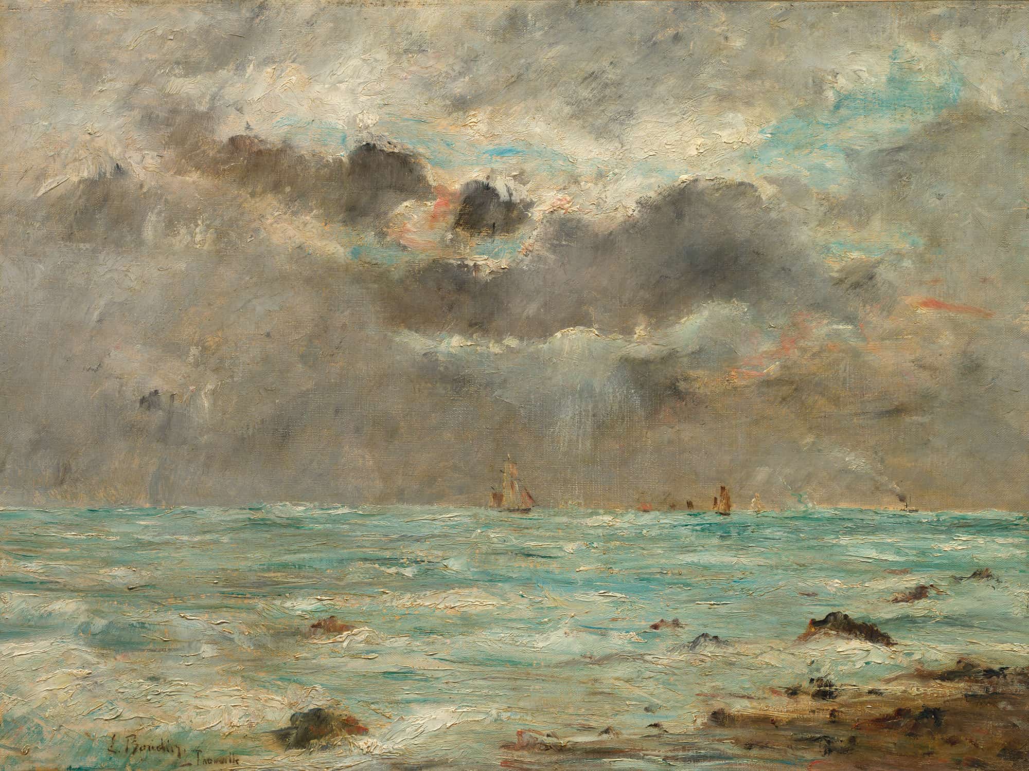 The Coast At Trouville by Eugene Boudin - Image 2