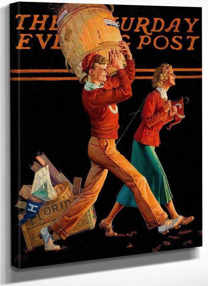 The College Sweethearts Saturday Evening Post Cover November 14 1936 By Monte Crews