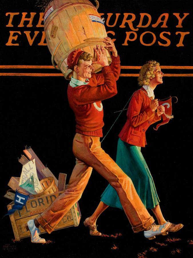 The College Sweethearts Saturday Evening Post Cover November 14 1936 By Monte Crews - Image 6