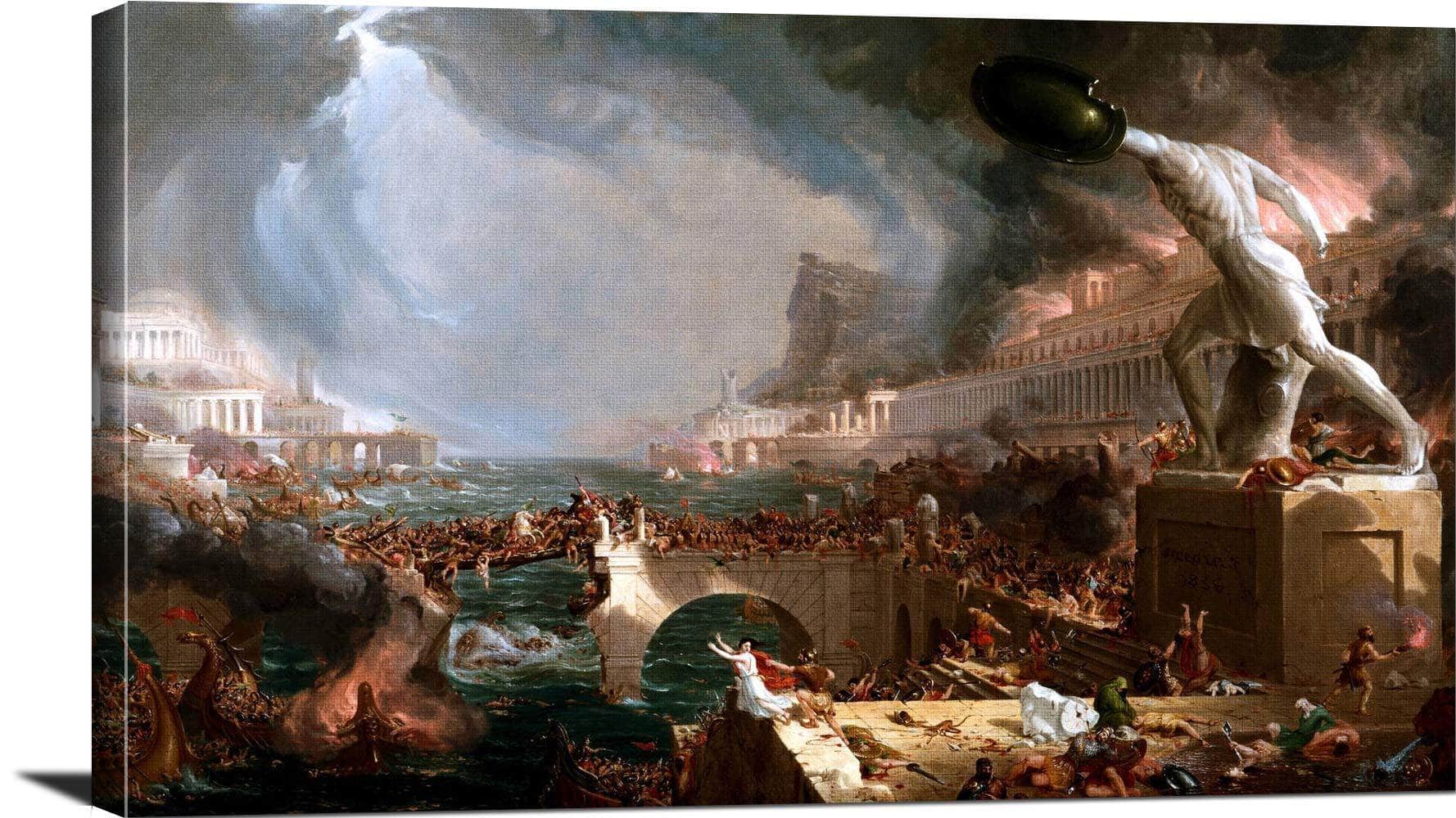 The Course Of Empire Destruction Painting Thomas Cole Canvas Art - Image 3
