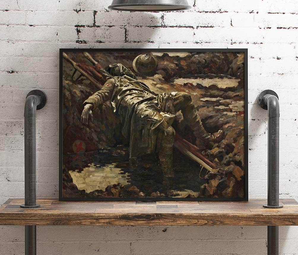 The Dead Stretcher Bearer Painting Gilbert Rogers Canvas Art - Image 4
