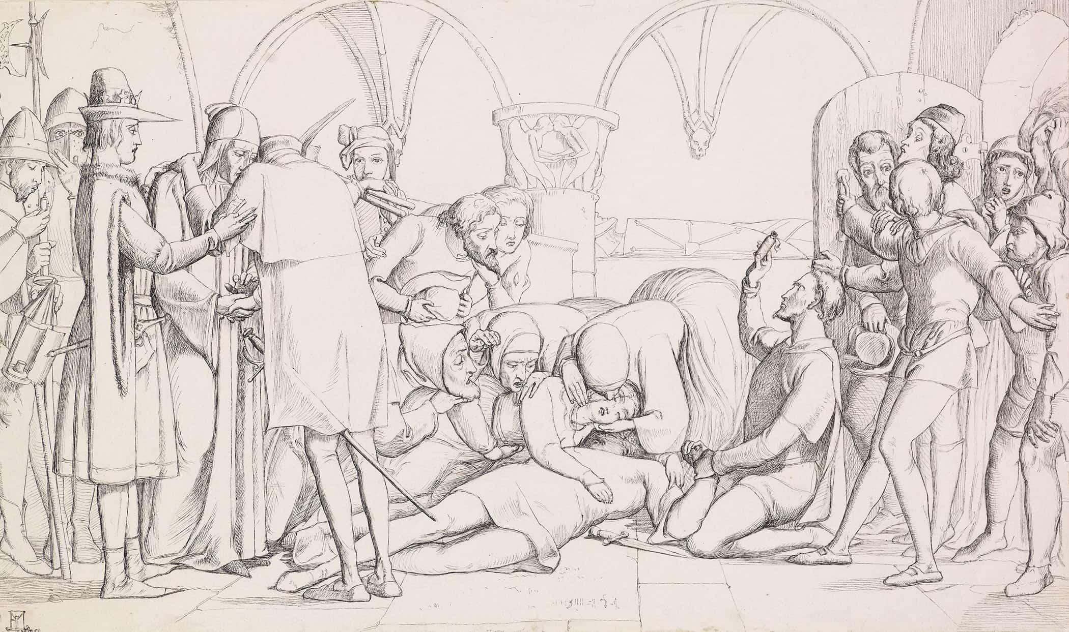 The Death Of Romeo And Juliet Compositional Study by Sir John Everett Millais - Image 2