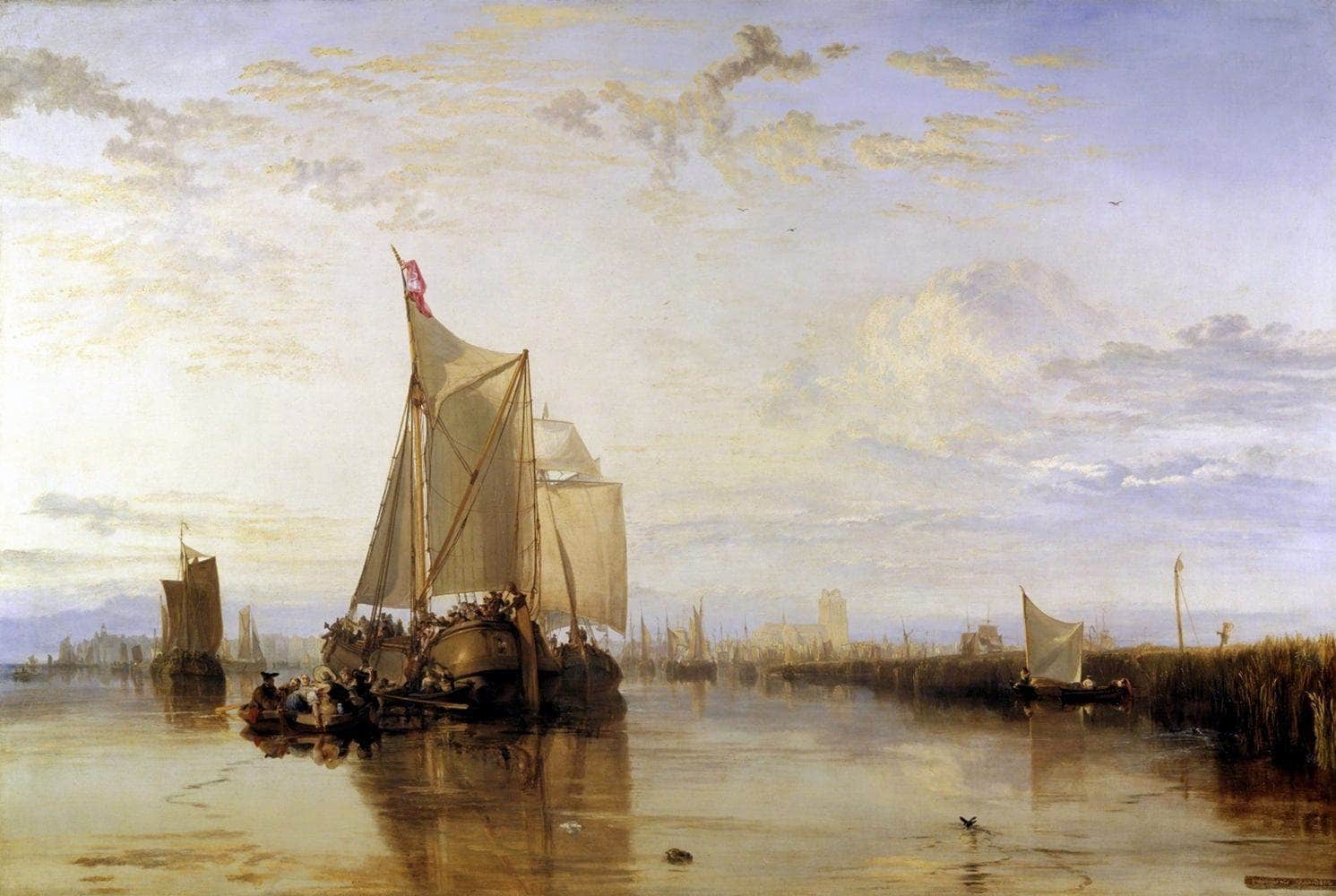 The Dort Packet Boat From Rotterdam Becalmed Painting Jmw Turner Canvas Art - Image 5