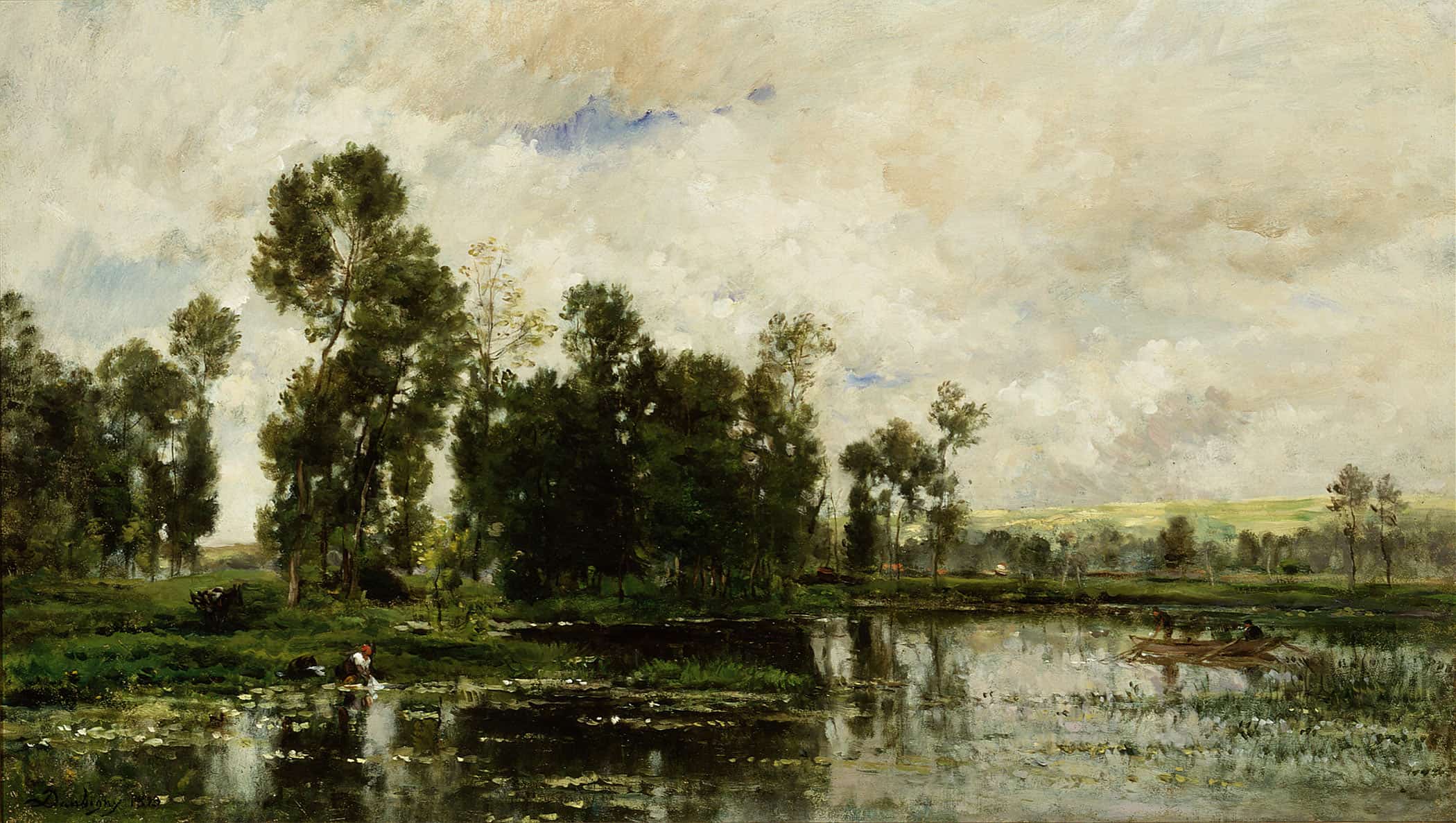 The Edge Of The Pond by Charles Francois Daubigny - Image 2