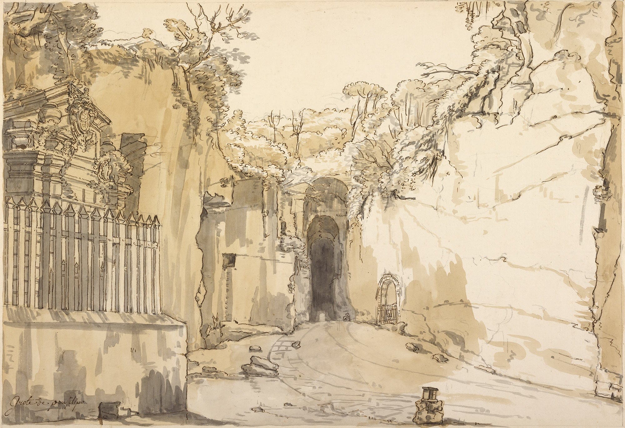 The Entrance To The Grotto At Posillipo by Claude Joseph Vernet