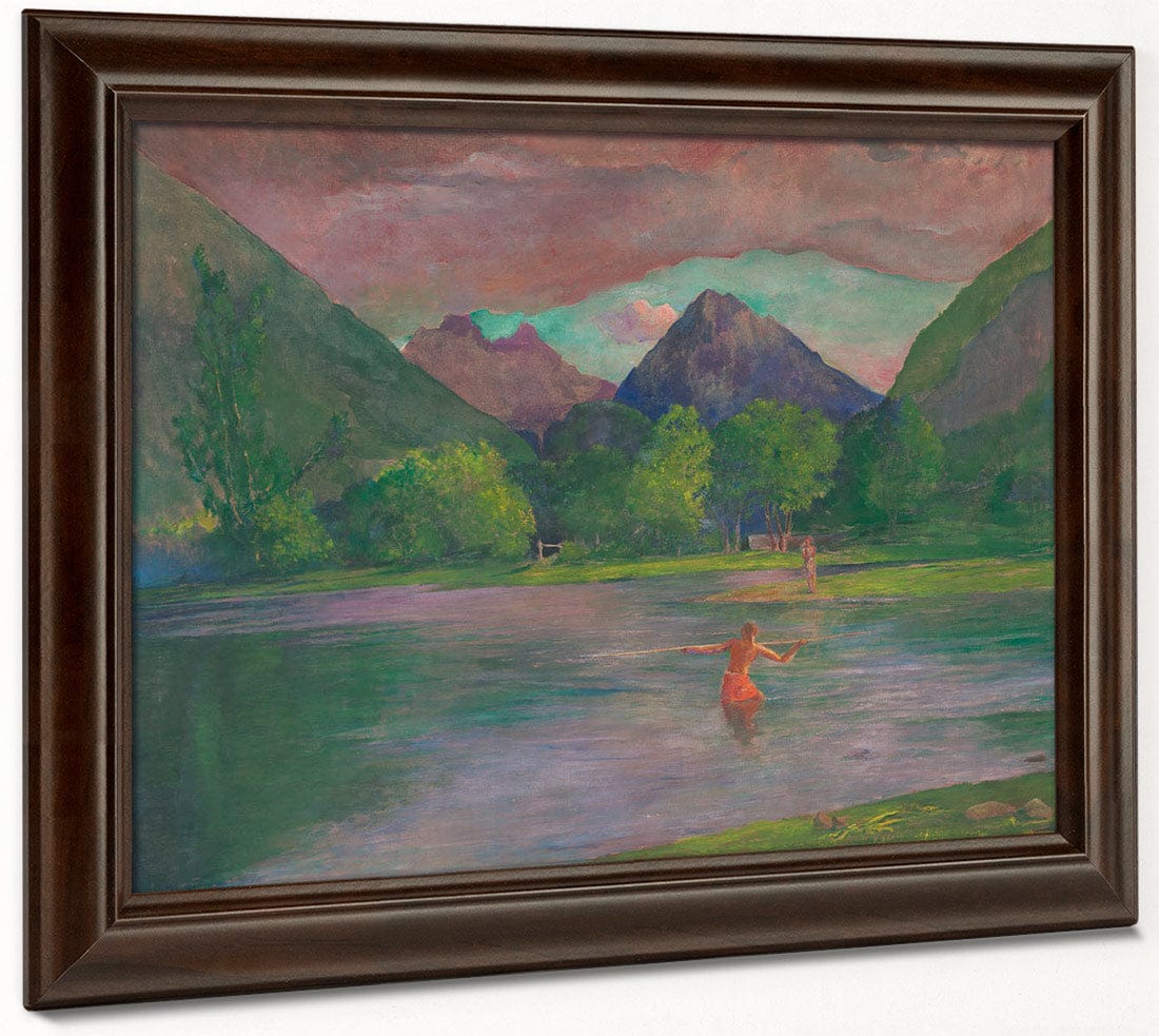 The Entrance To The Tautira River Tahiti Fisherman Spearing A Fish By John La Farge - Image 6