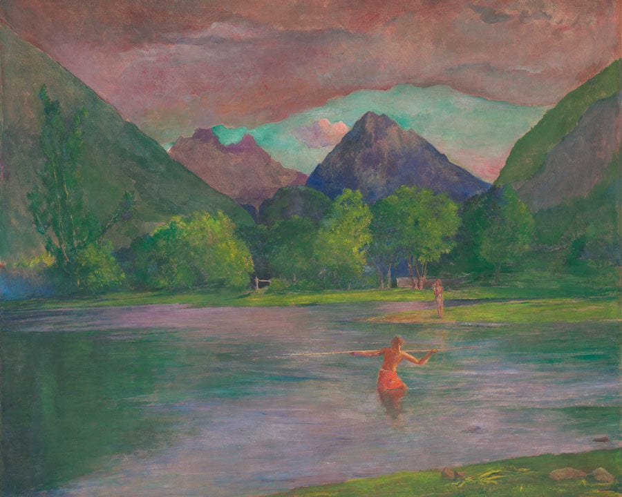 The Entrance To The Tautira River Tahiti Fisherman Spearing A Fish By John La Farge - Image 7