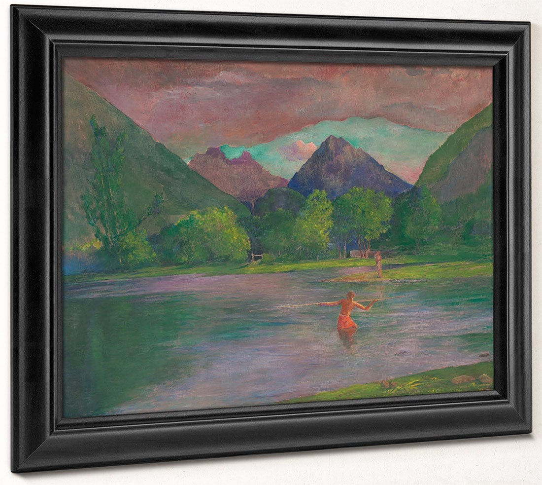 The Entrance To The Tautira River Tahiti Fisherman Spearing A Fish By John La Farge - Image 8