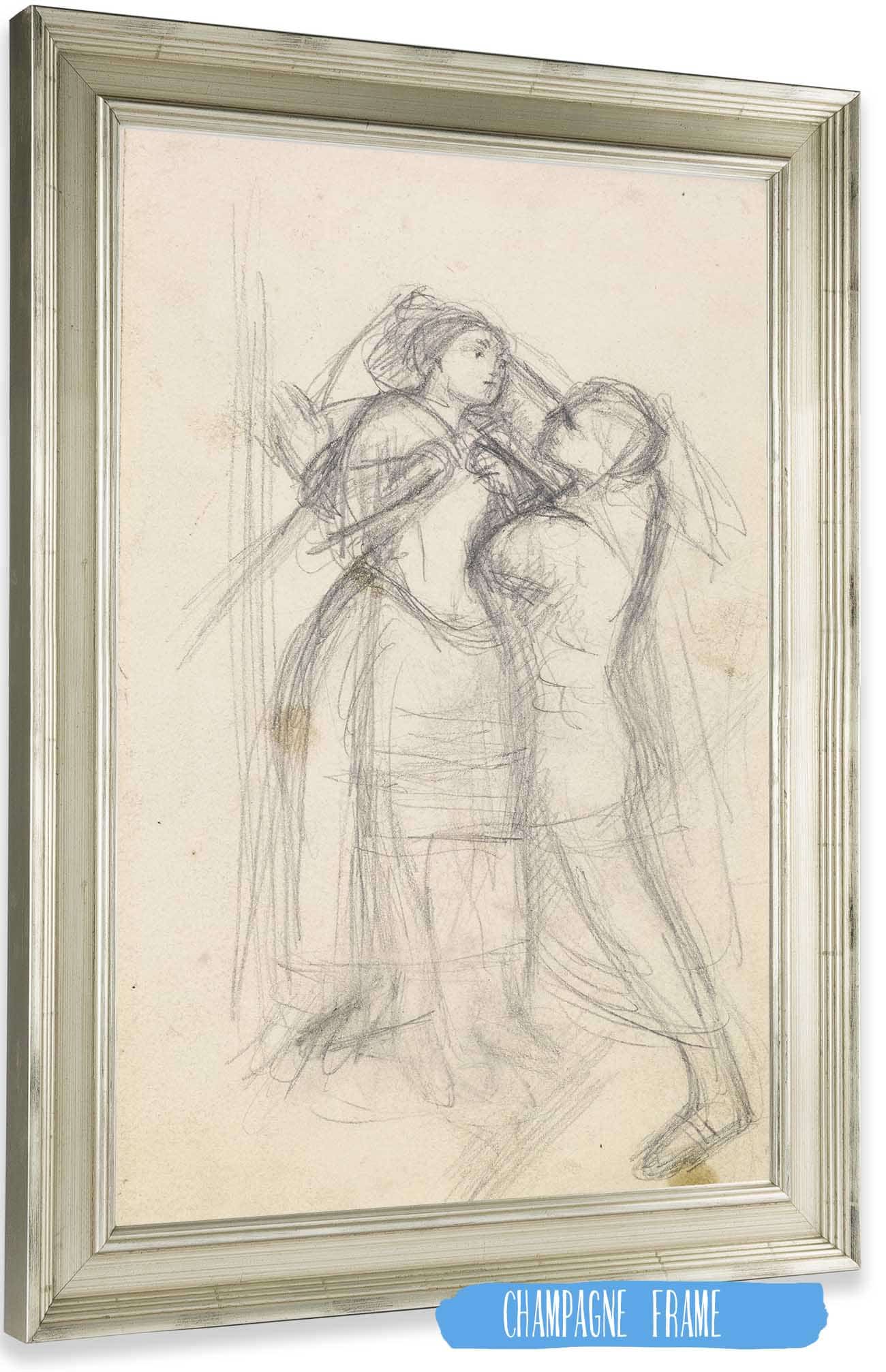 The Escape Of A Heretic Sketch Of The Girl And Her Lover by Sir John Everett Millais