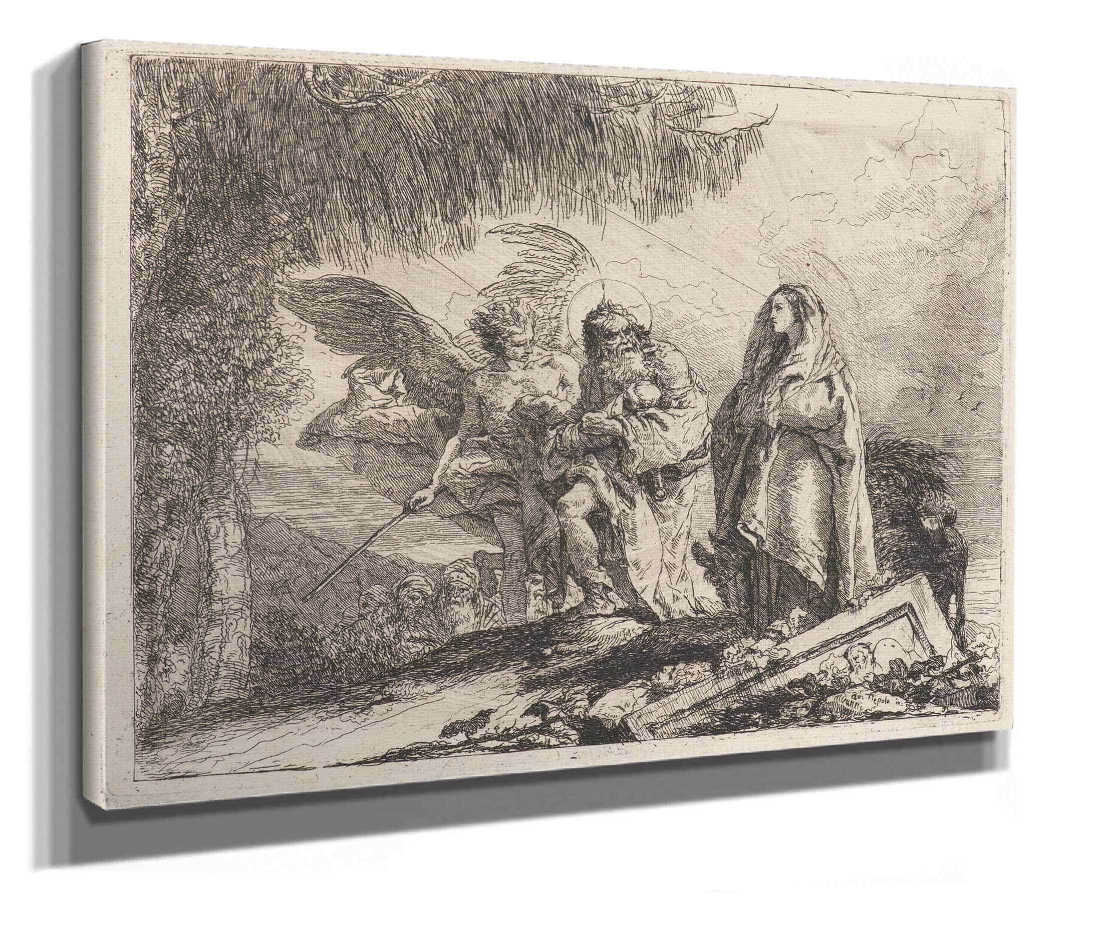The Flight Holy Family Walking With Angel by Giovanni Domenico Tiepolo