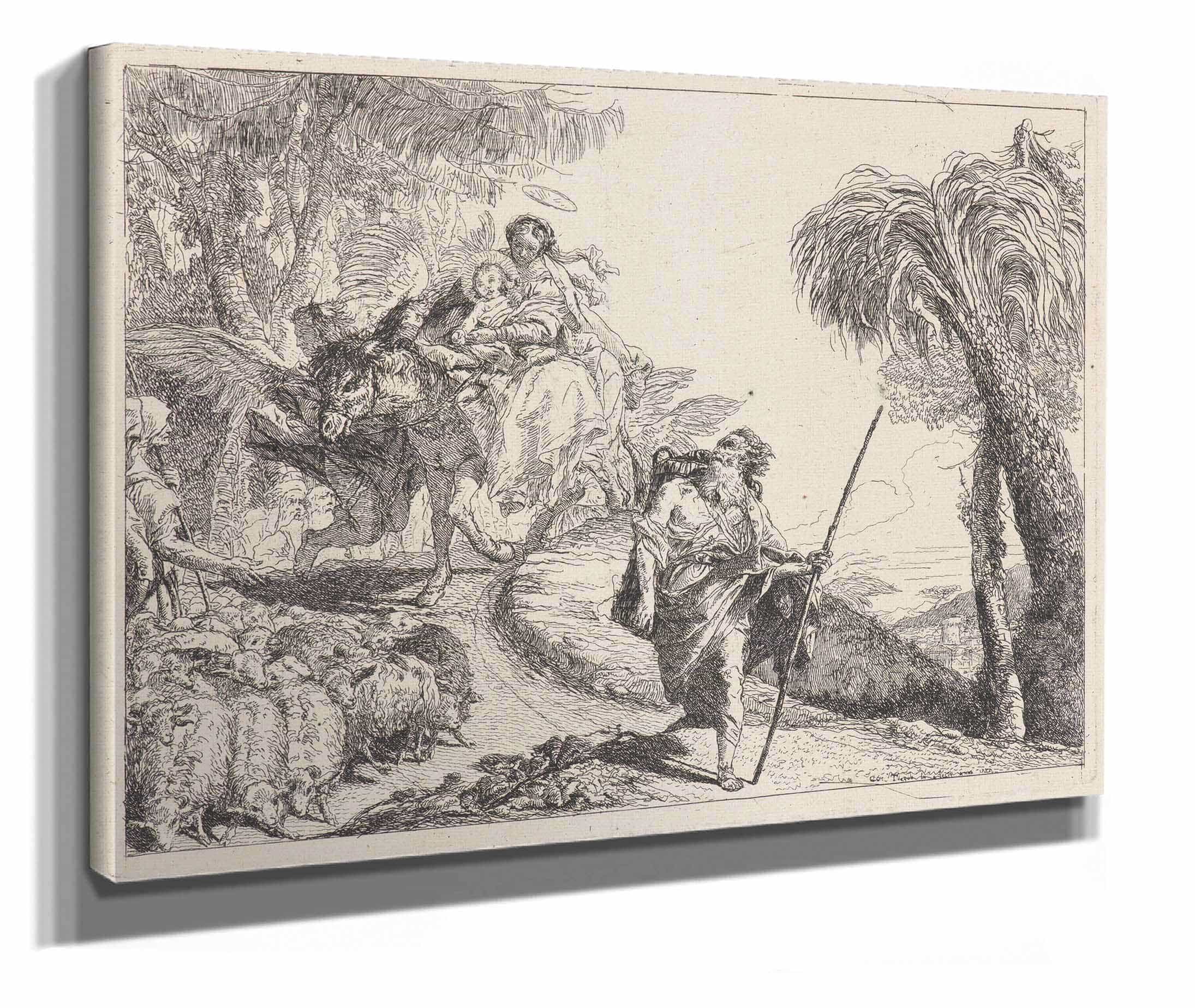 The Flight With Joseph In The Foreground by Giovanni Domenico Tiepolo - Image 2