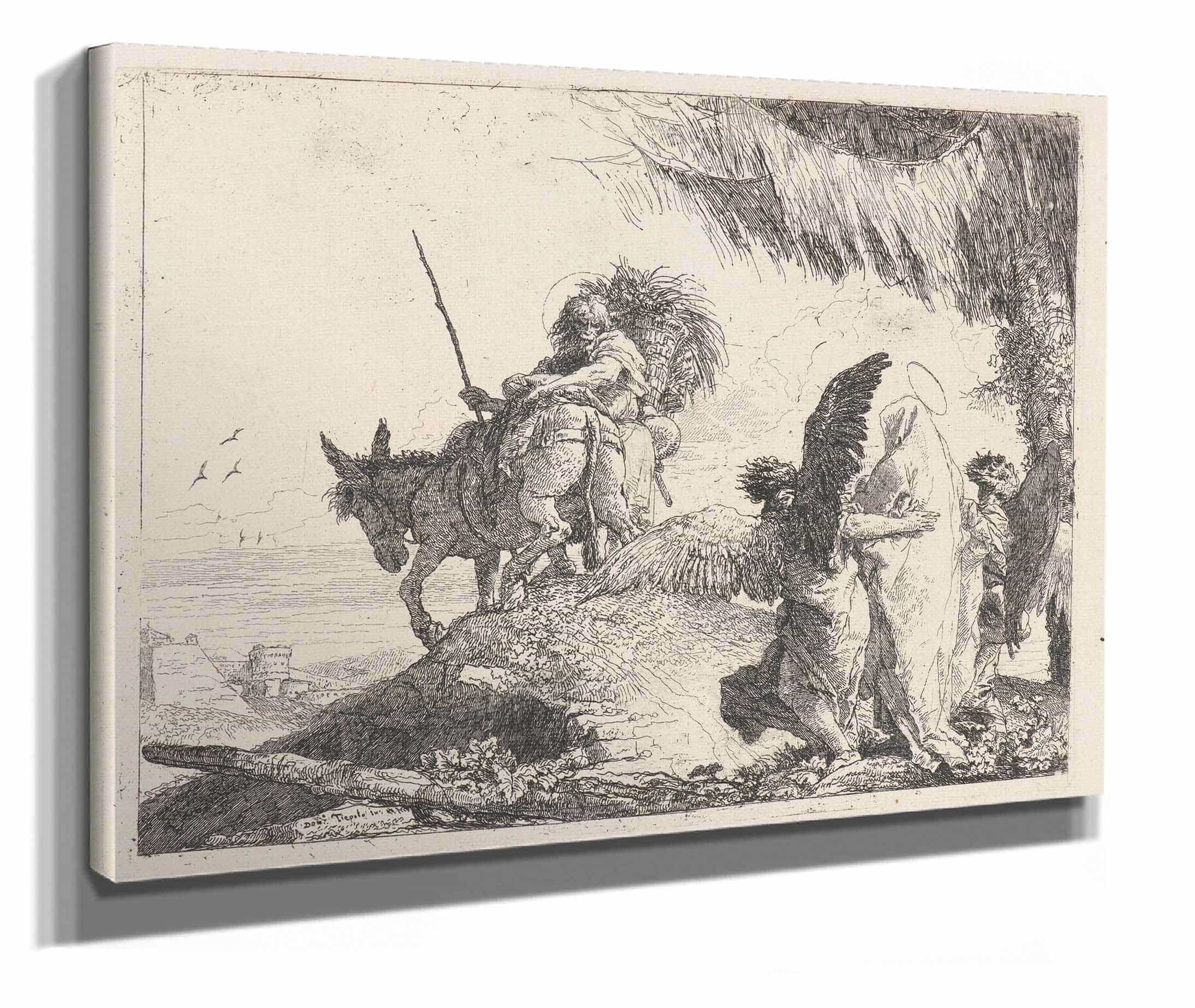 The Flight With Madonna At Right Supported By Angels by Giovanni Domenico Tiepolo