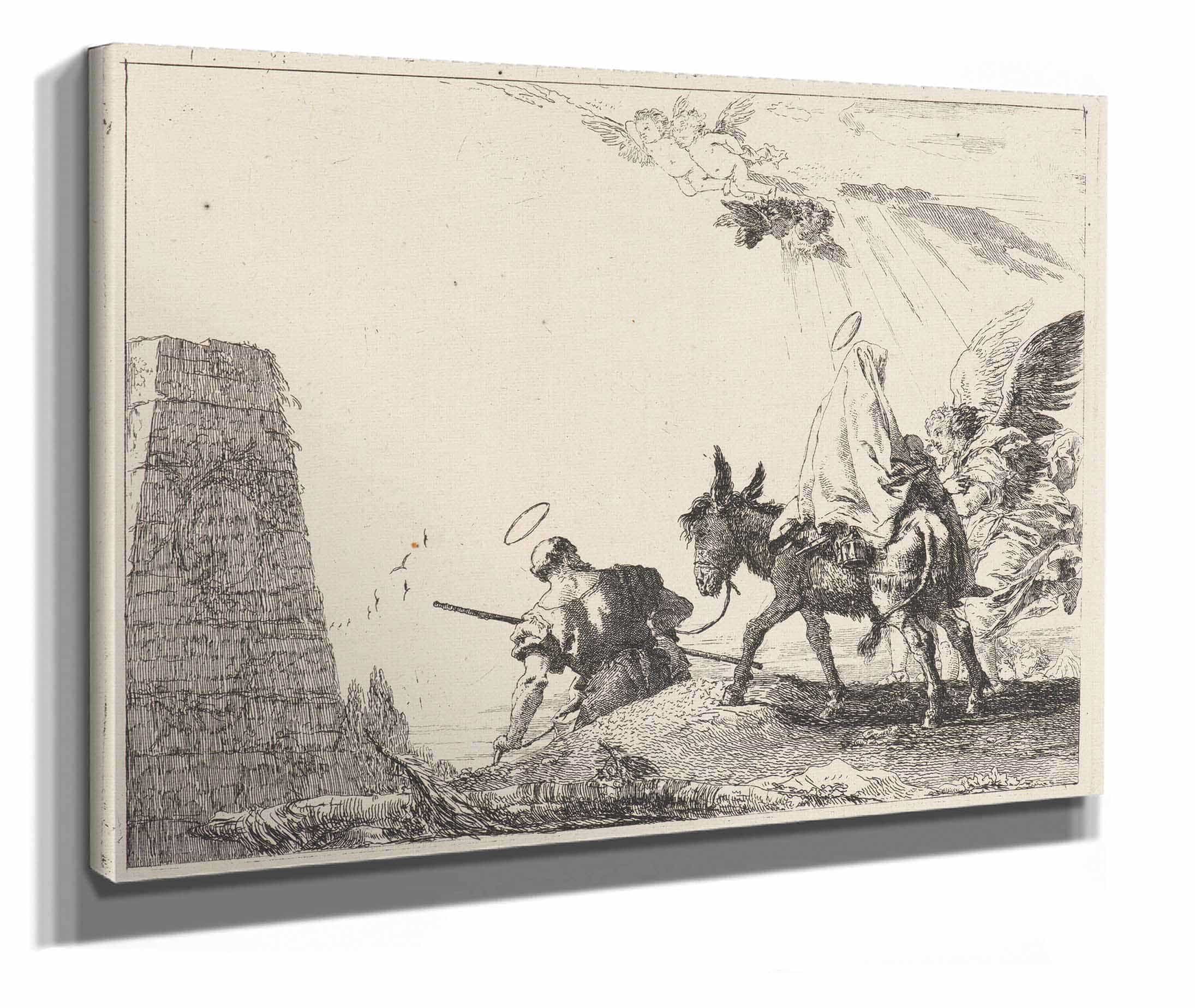 The Flight With Obelisk At The Left by Giovanni Domenico Tiepolo