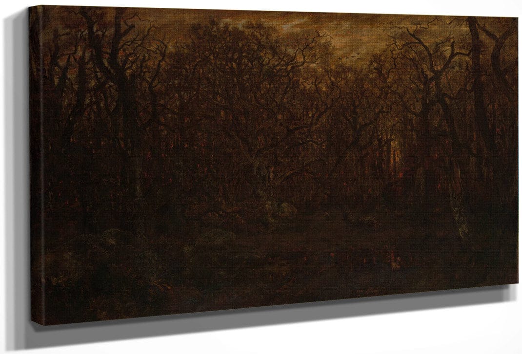 The Forest In Winter At Sunset 1867 By Theodore Rousseau