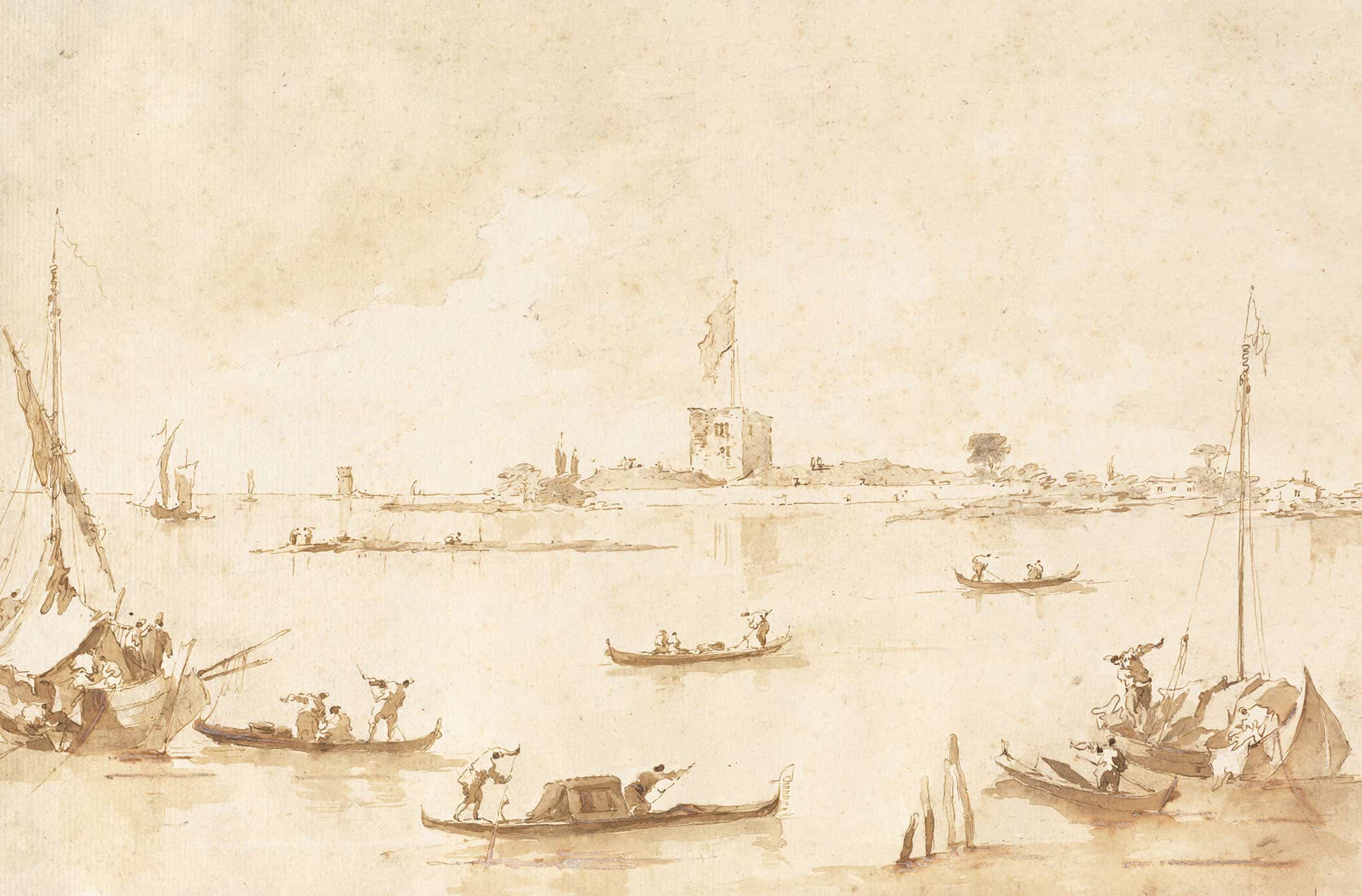 The Fortress Of San Andrea From The Lagoon S by Francesco Guardi - Image 2
