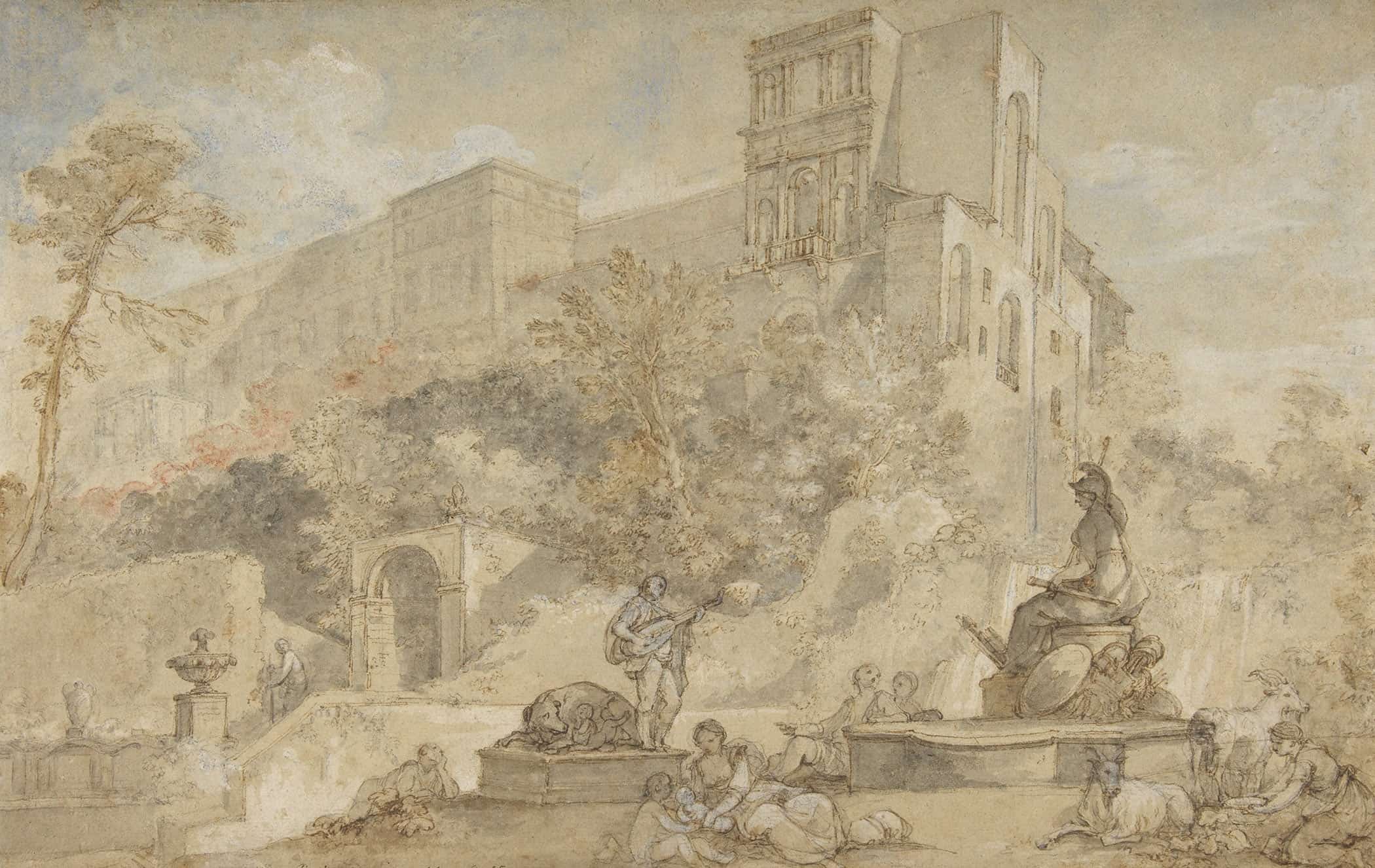 The Fountain Of Rome At The Villa Deste Tivoli by Charles Joseph Natoire - Image 2