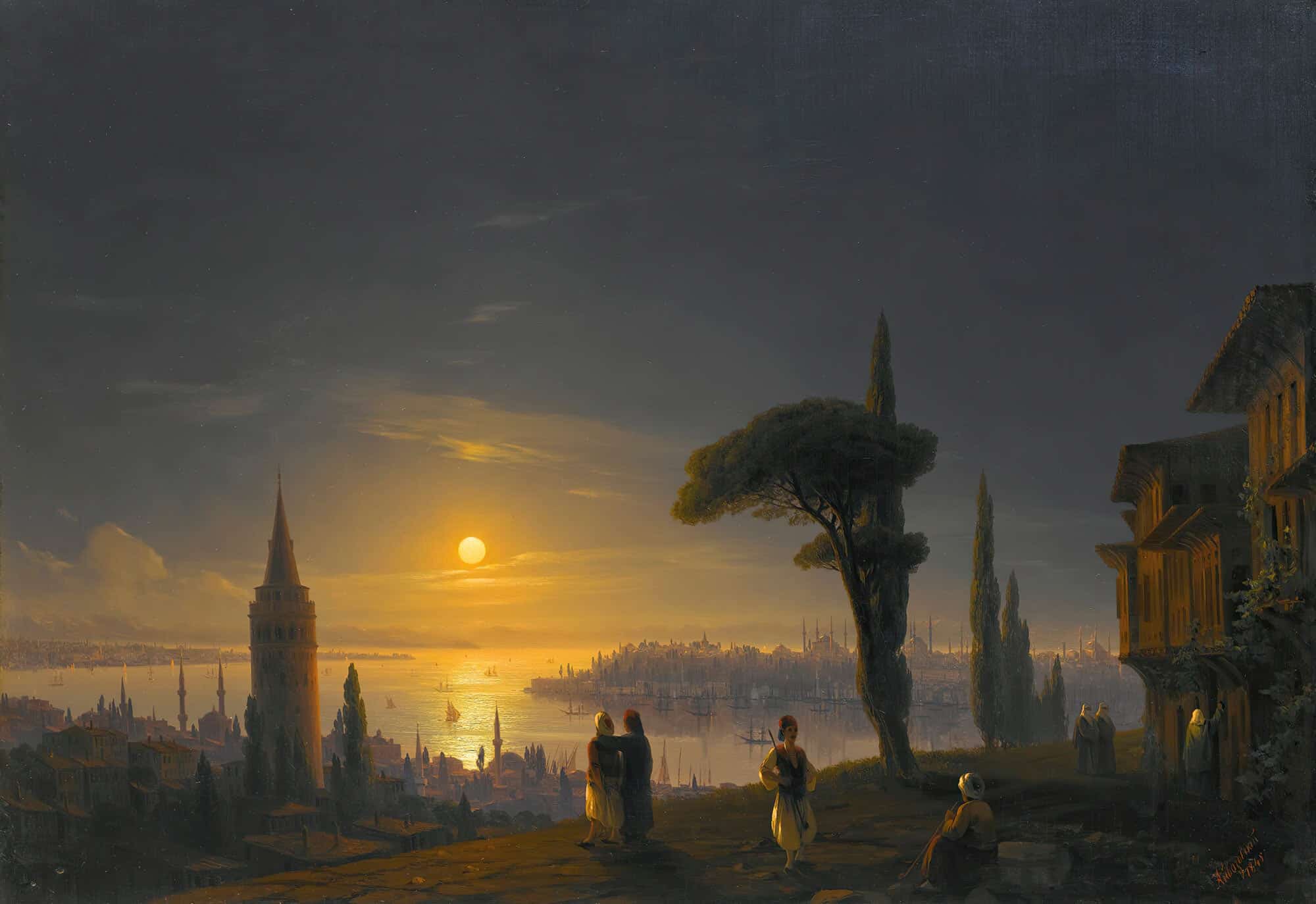 The Galata Tower By Moonlight by Ivan Konstantinovich Aivazovsky