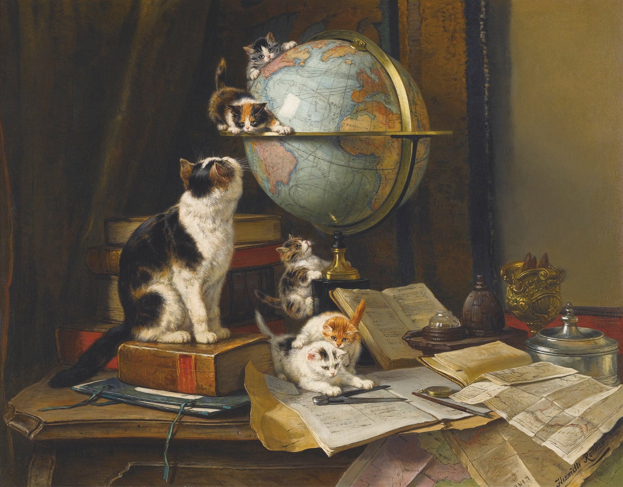 The Globetrotters by Henriette Ronner Knip