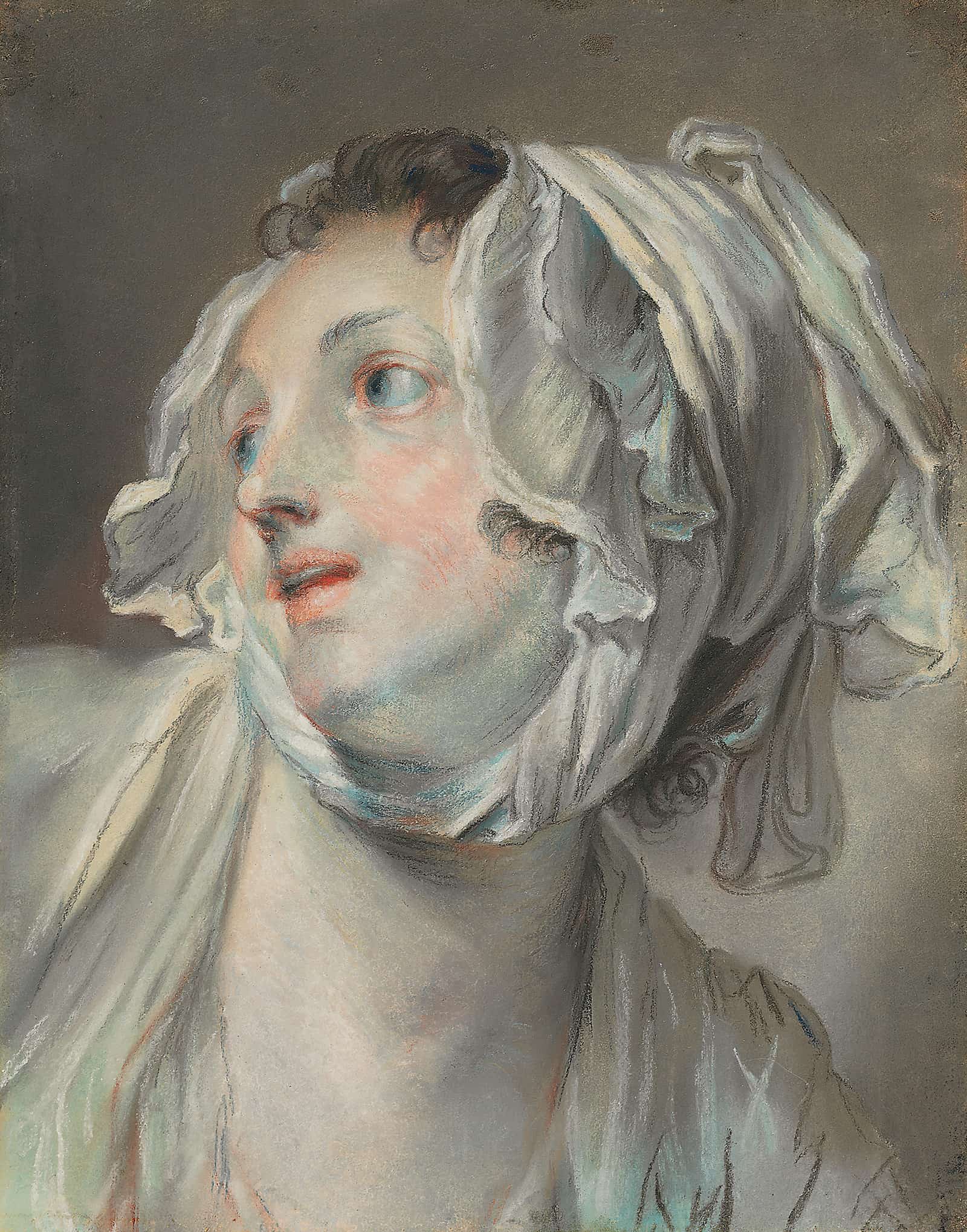 The Head Of A Young Woman Wearing A Bonnet And Facing Left by Jean Baptiste Greuze - Image 2