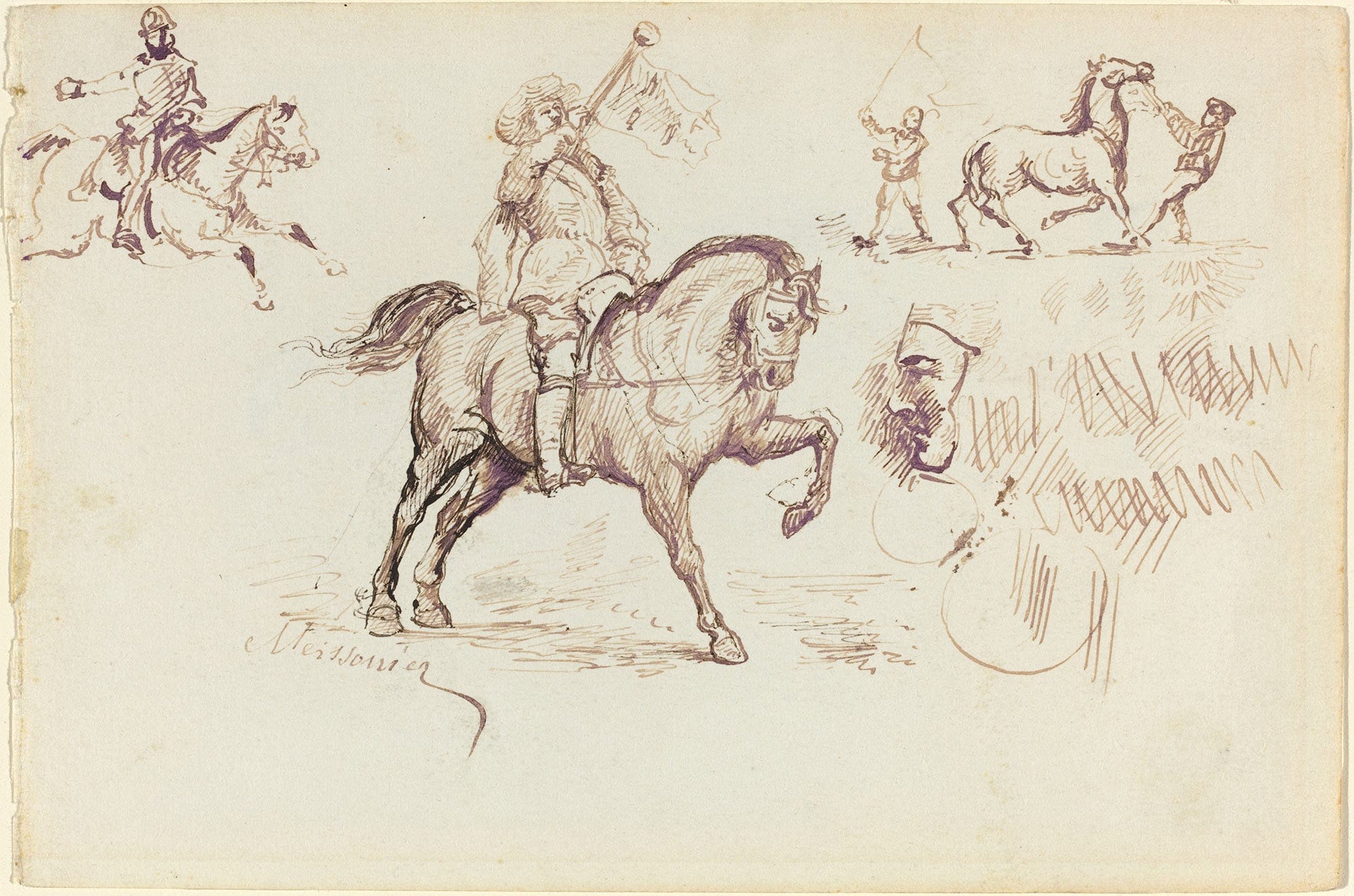 The Herald Of Murcia And Other Studies Recto by Ernest Meissonier - Image 2
