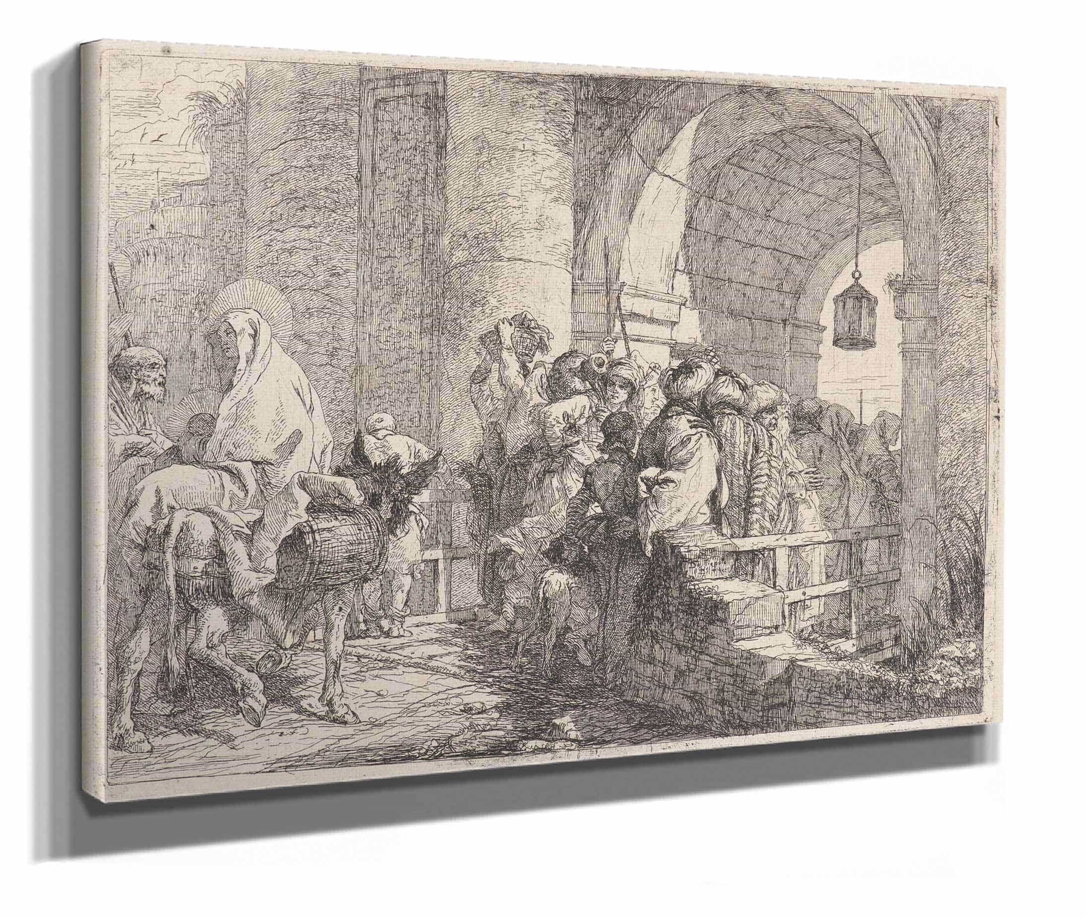 The Holy Family Arriving At A City Gate by Giovanni Domenico Tiepolo