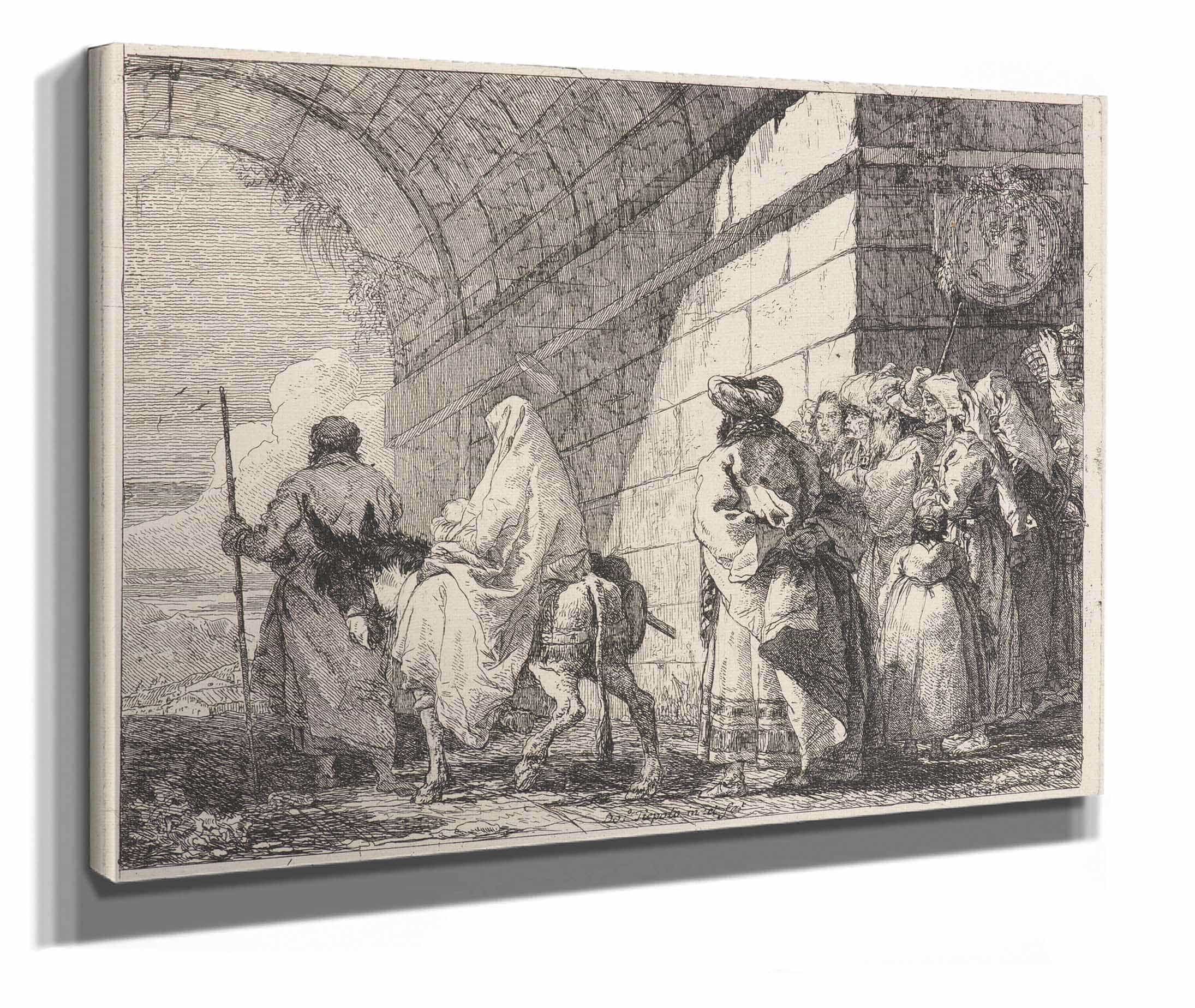 The Holy Family Passes Under A City Arch by Giovanni Domenico Tiepolo